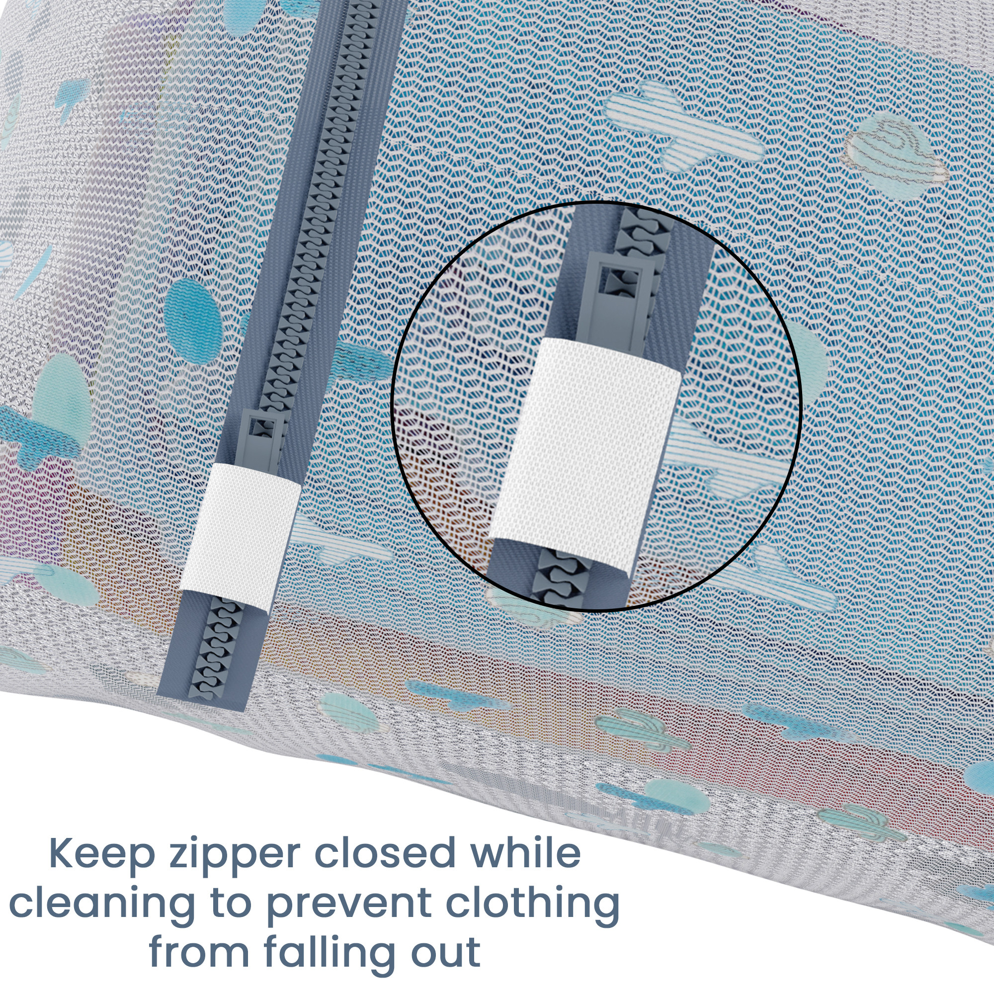 Kuber Industries Set of 3 Polyester Mesh Laundry Bag with Zip  Reusable Washing Bags for Washing Machine  Ideal for Lingerie Delicate Fabrics  Shoes Protection  YZ-8-1  Cactus Print - White