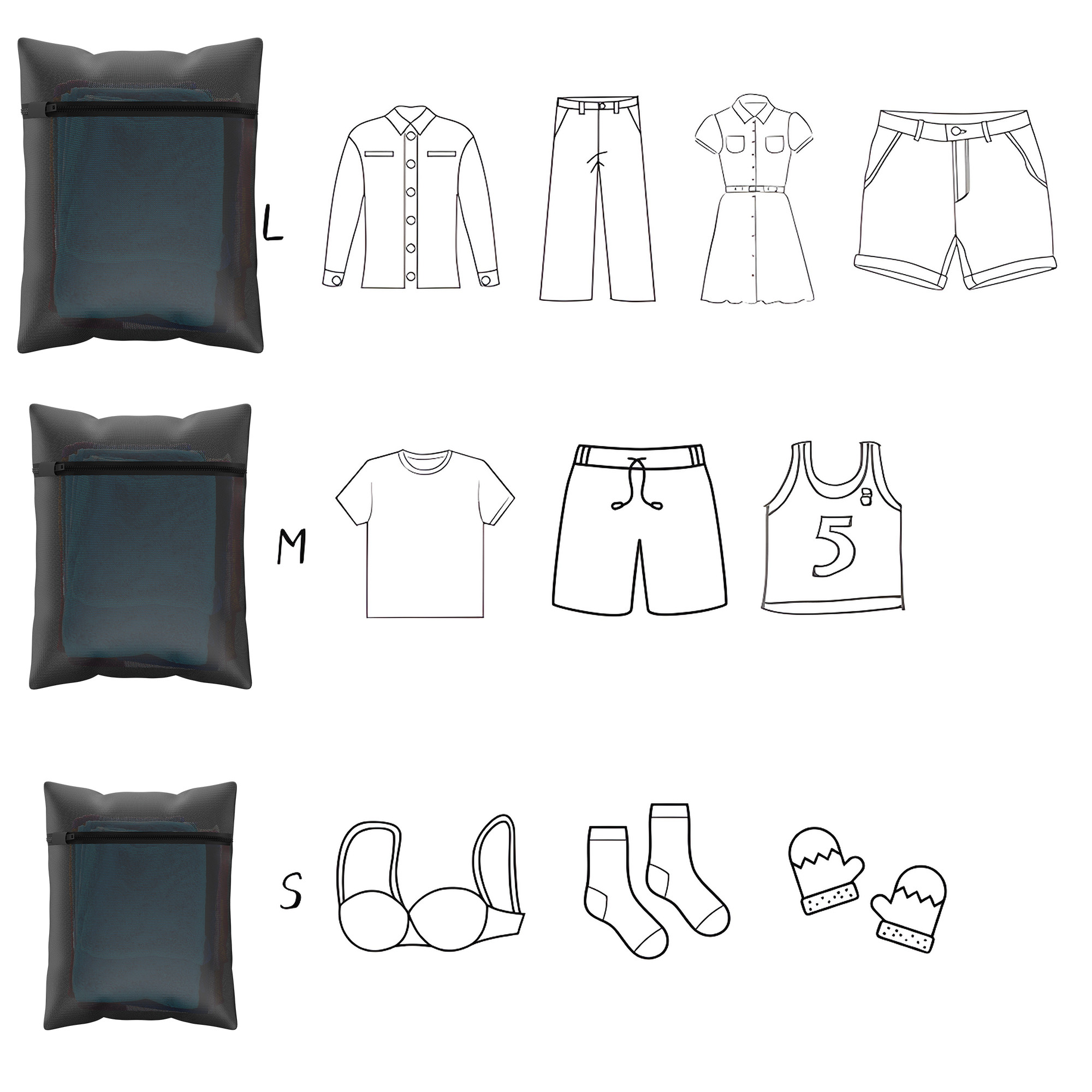 Kuber Industries Set of 3 Polyester Mesh Laundry Bag with Zip  Reusable Washing Bags for Washing Machine  Ideal for Lingerie Delicate Fabrics  Shoes Protection  YZ-2-BLK   Plain - Black