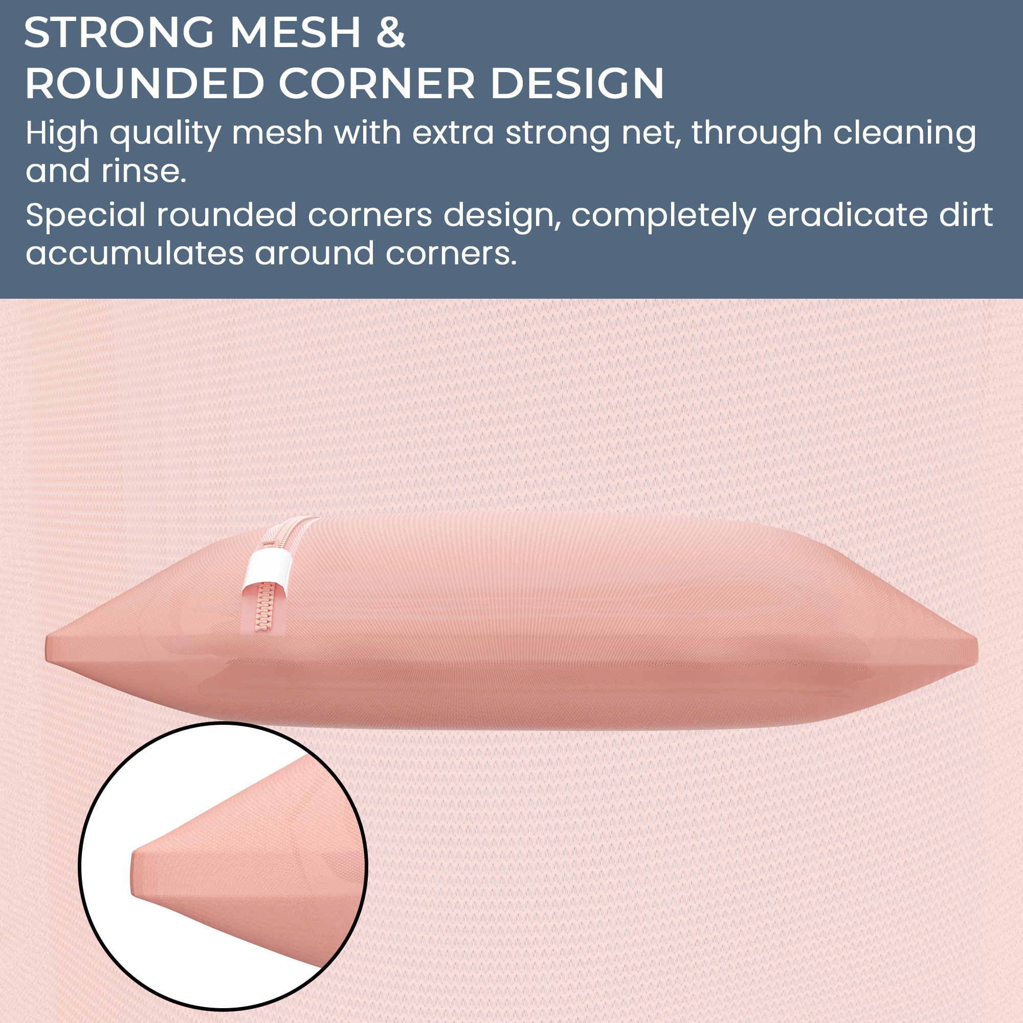 Kuber Industries Set of 3 Polyester Mesh Laundry Bag with Zip  Reusable Washing Bags for Washing Machine  Ideal for Lingerie Delicate Fabrics  Shoes Protection  YZ-6-PNK  Plain - Peach