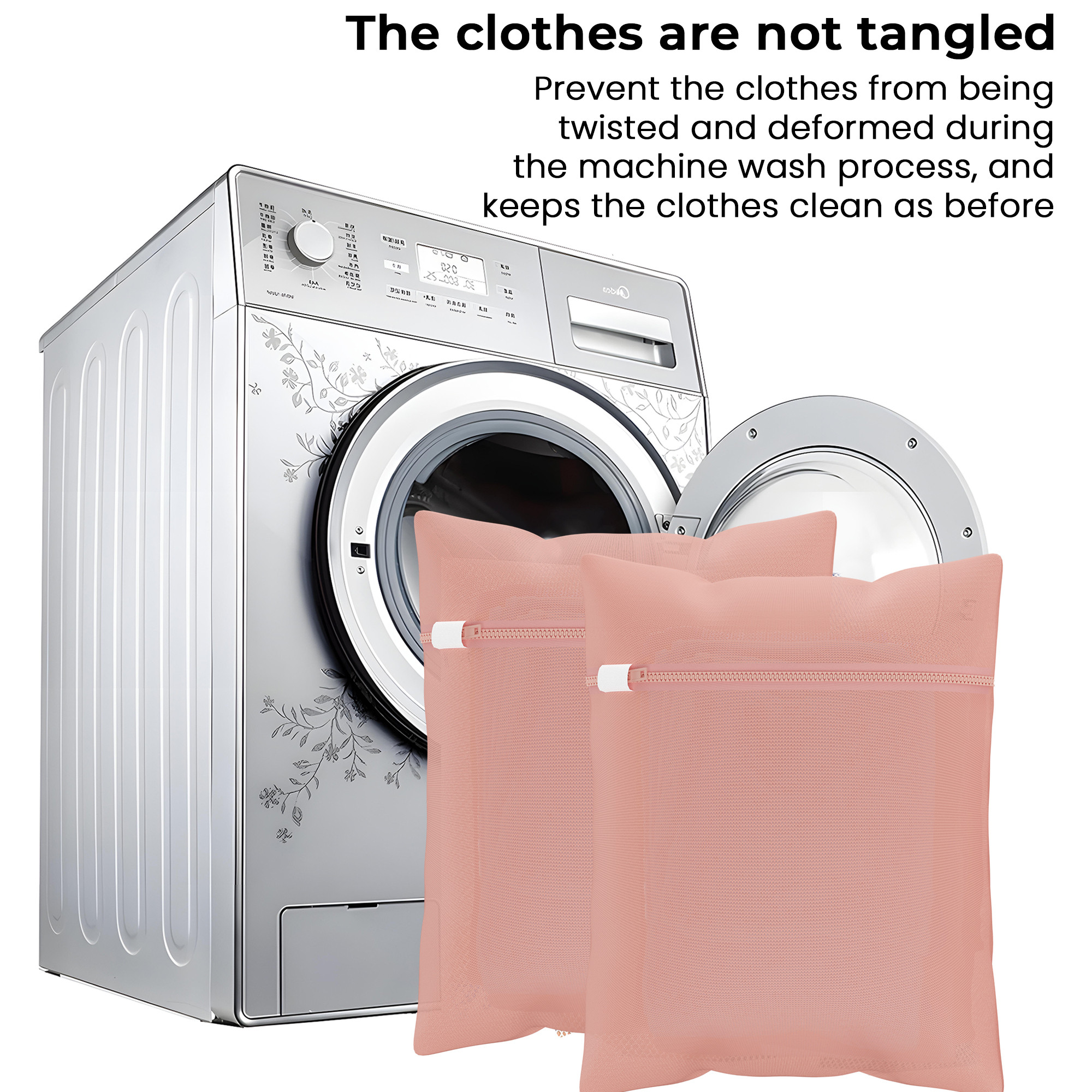 Kuber Industries Set of 3 Polyester Mesh Laundry Bag with Zip  Reusable Washing Bags for Washing Machine  Ideal for Lingerie Delicate Fabrics  Shoes Protection  YZ-6-PNK  Plain - Peach