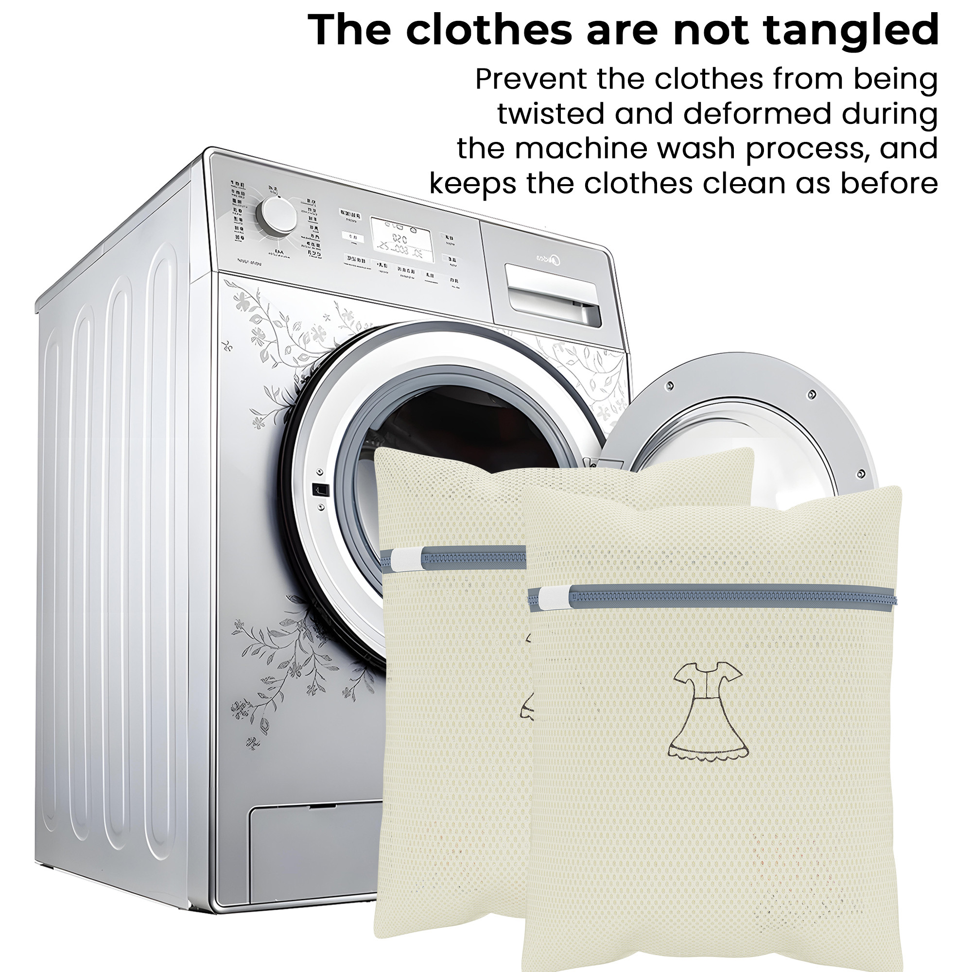 Kuber Industries Set of 3 Polyester Mesh Laundry Bag with Zip  Reusable Washing Bags for Washing Machine  Ideal for Lingerie Delicate Fabrics  Shoes Protection  YZ-4-BG  Beige