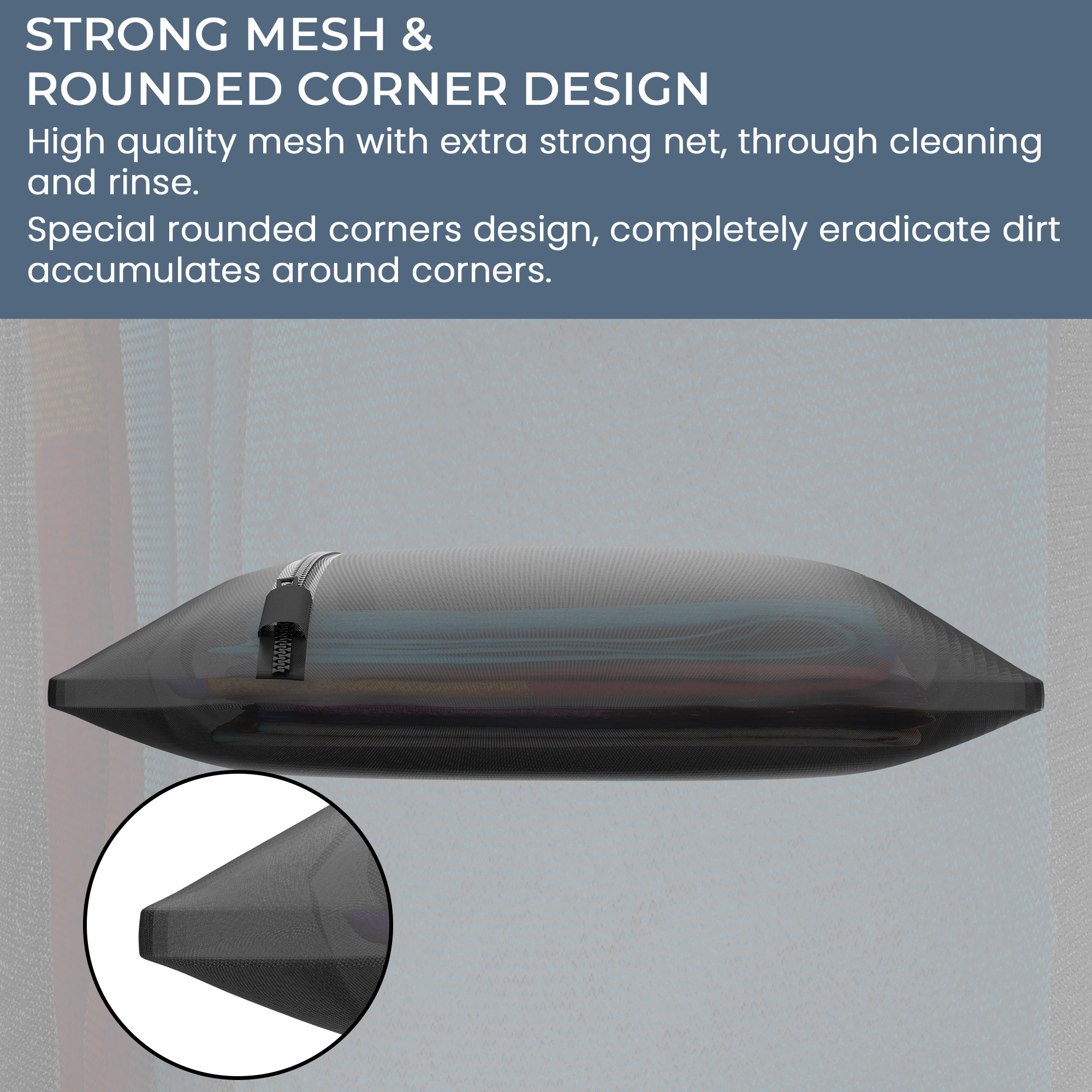 Kuber Industries Set of 3 Polyester Mesh Laundry Bag with Zip  Reusable Washing Bags for Washing Machine  Ideal for Lingerie Delicate Fabrics  Shoes Protection  YZ-6-BLK  Black