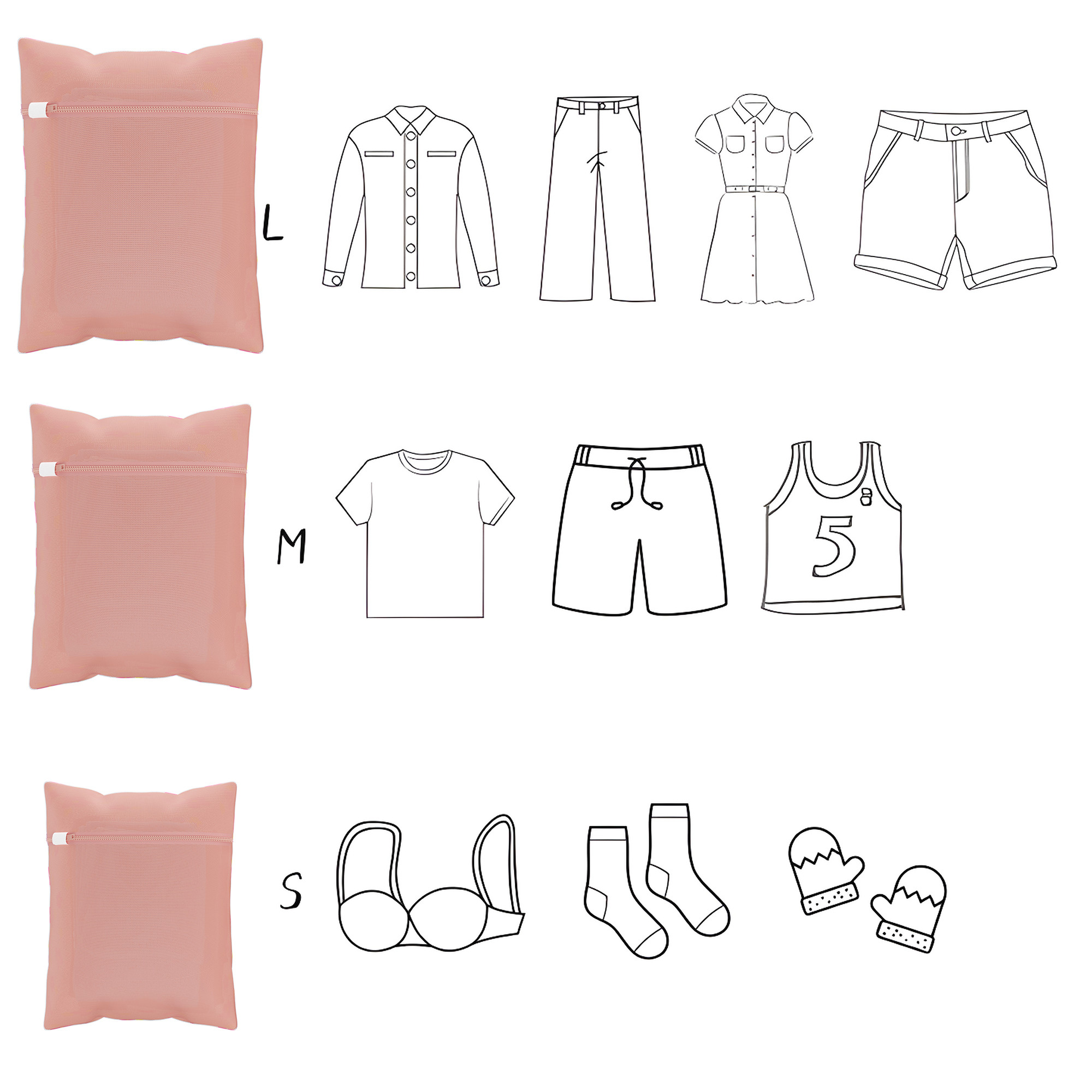 Kuber Industries Set of 3 Polyester Mesh Laundry Bag with Zip  Reusable Washing Bags for Washing Machine  Ideal for Lingerie Delicate Fabrics  Shoes Protection  YZ-2-PNK  Peach