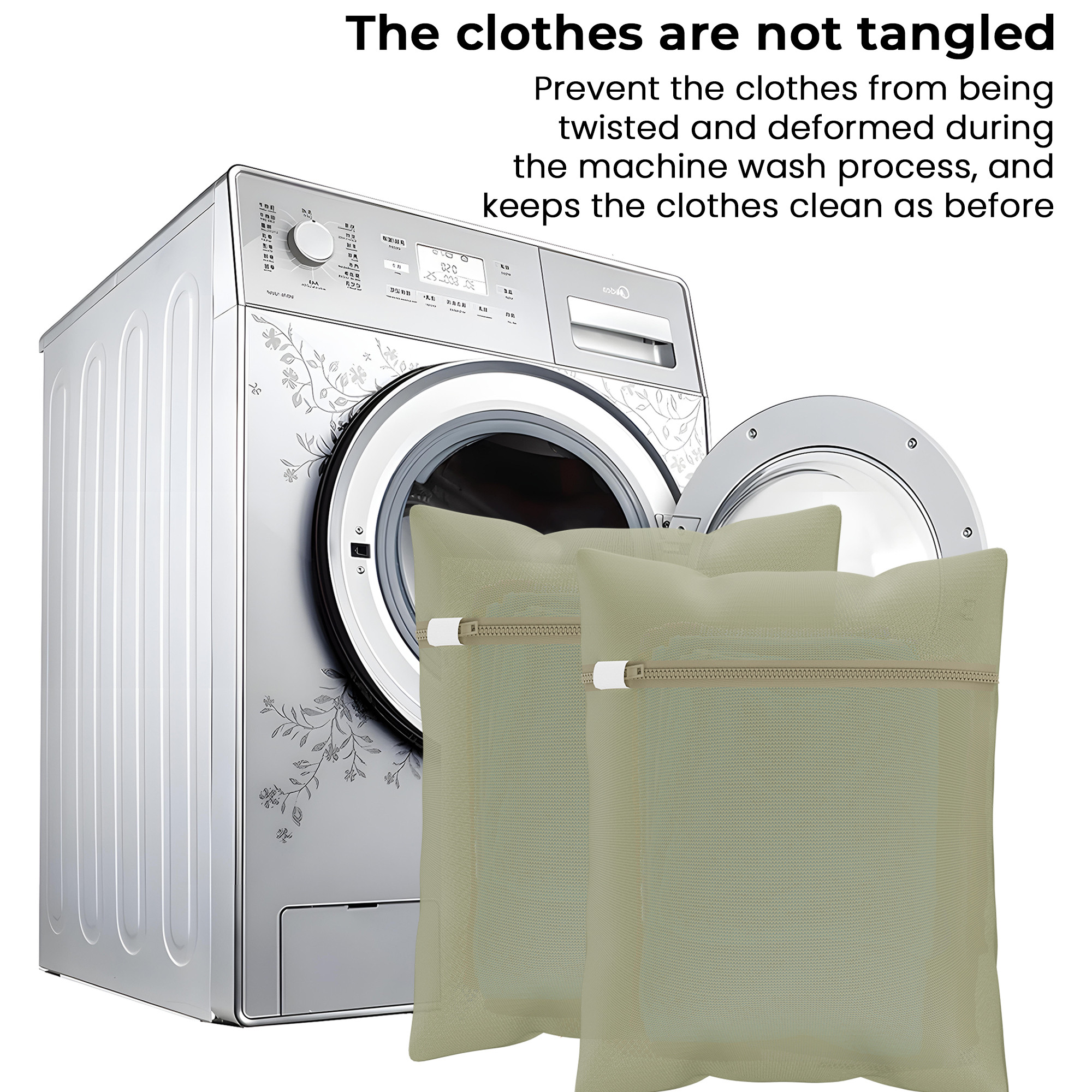 Kuber Industries Set of 3 Polyester Mesh Laundry Bag with Zip  Reusable Washing Bags for Washing Machine  Ideal for Lingerie Delicate Fabrics  Shoes Protection  YZ-6-BG  Plain - Beige