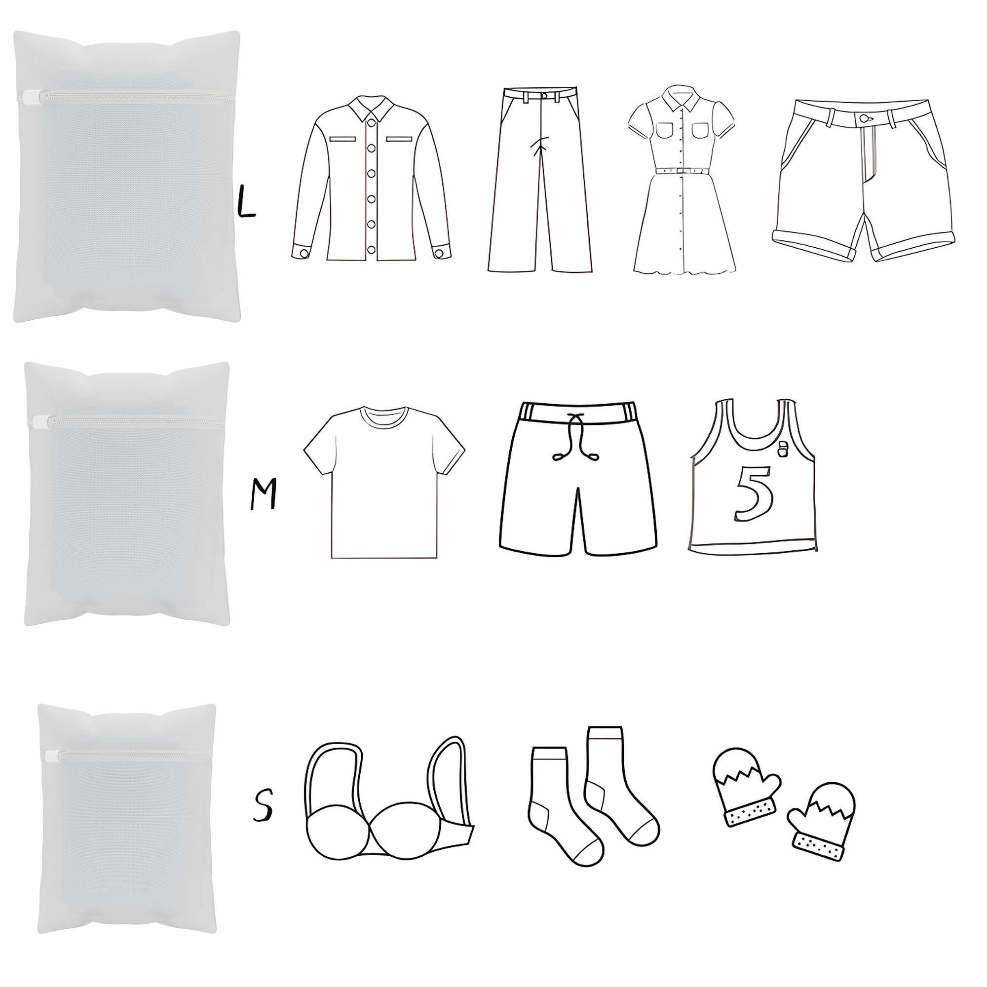 Kuber Industries Set of 3 Polyester Mesh Laundry Bag with Zip  Reusable Washing Bags for Washing Machine  Ideal for Lingerie Delicate Fabrics  Shoes Protection  YZ-3-WHH  Plain - White