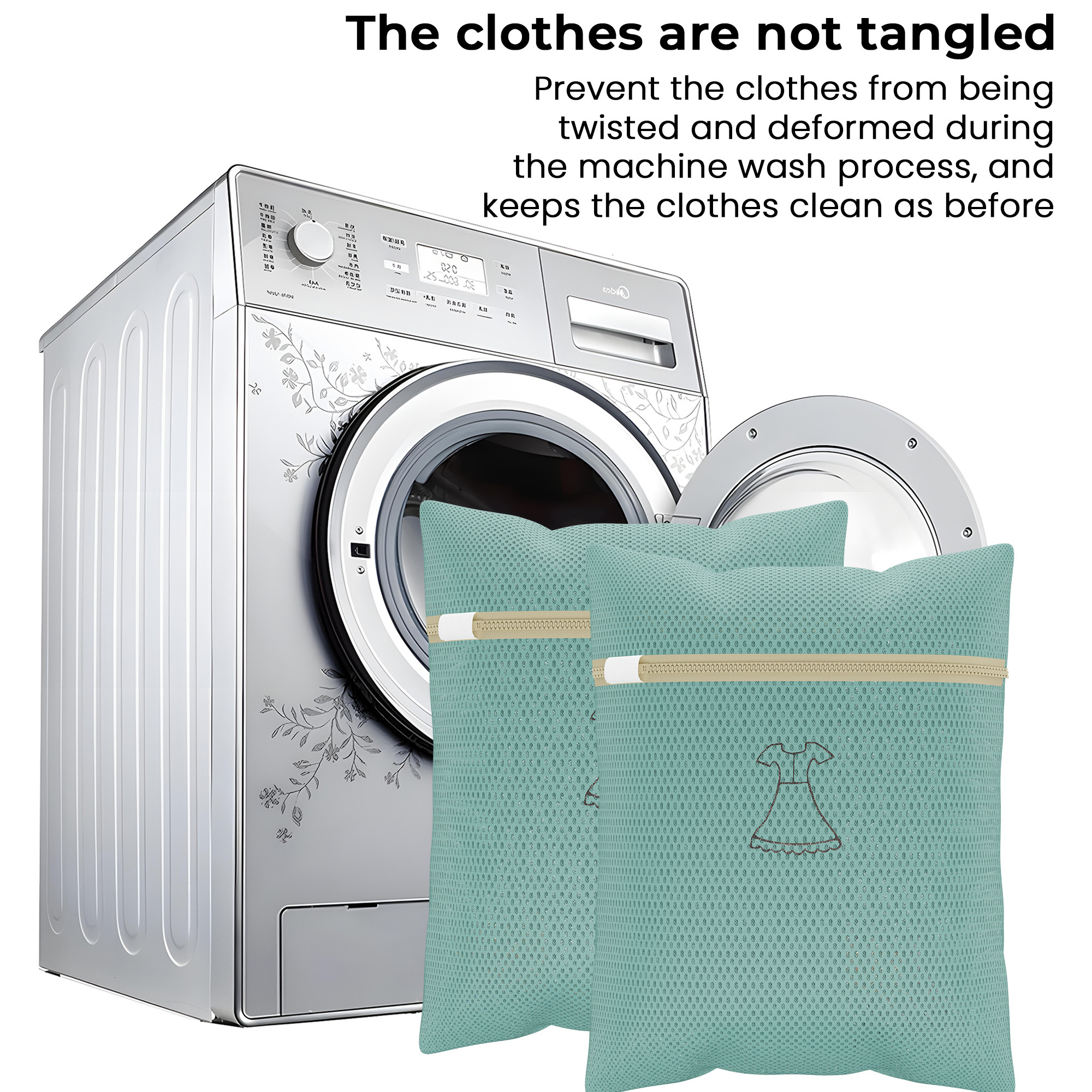 Kuber Industries Set of 3 Polyester Mesh Laundry Bag with Zip  Reusable Washing Bags for Washing Machine  Ideal for Lingerie Delicate Fabrics  Shoes Protection  YZ-4-GRN  Green