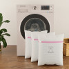 Set of 3 Polyester Mesh Laundry Bag with Zip | Reusable Washing Bags for Washing Machine | Ideal for Lingerie, Delicate Fabrics &amp; Shoes Protection | YZ-4-WHH | White