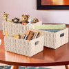 Set of 3 Soft Velvet Luxurious Storage Basket with Handle | Wedding Hamper Gift Baskets &amp; Makeup Items / Cosmetic Storage Organizer | GM-28-BG | Rectangular Biege Color
