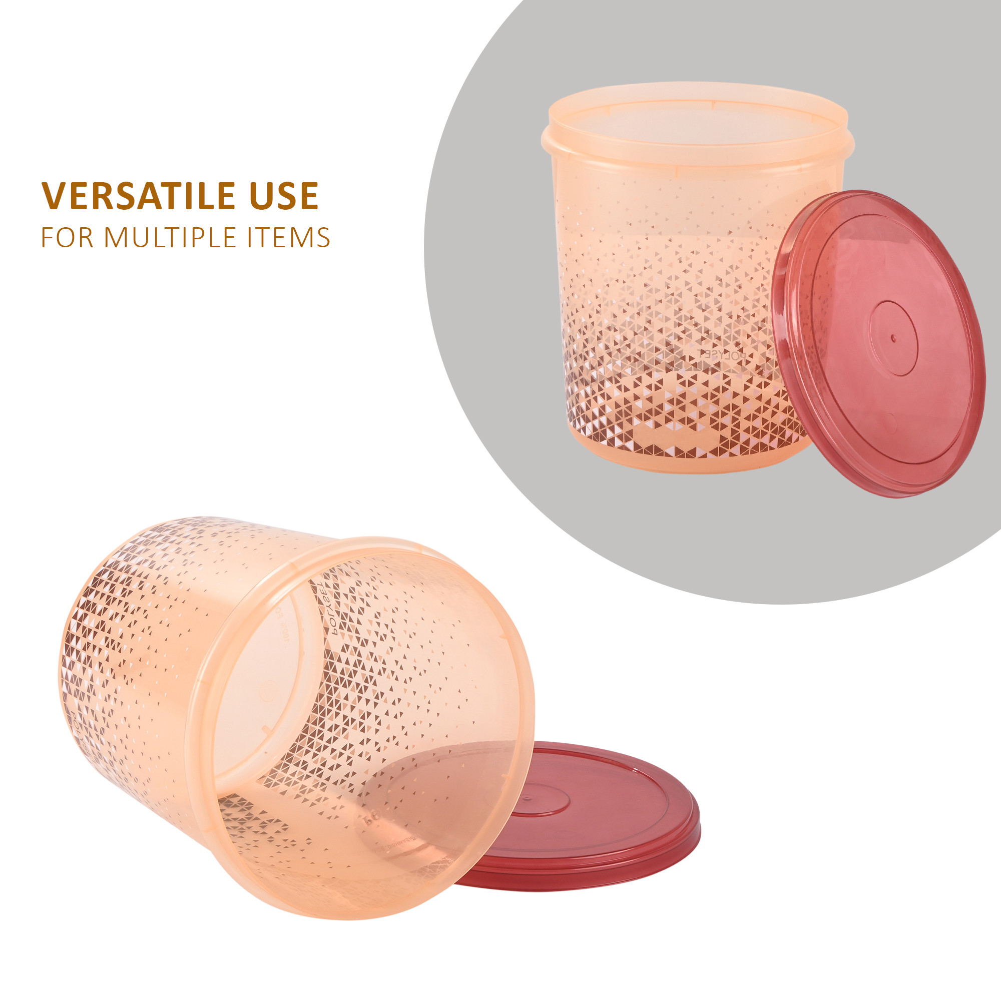 Kuber Industries Set of 3 Stackable Air Tight 57  10 Ltr Storage Container for Kitchen  Home  Multipurpose Plastic Boxes for Storage Dal Salad  Grocery  Triangular Print- Brown