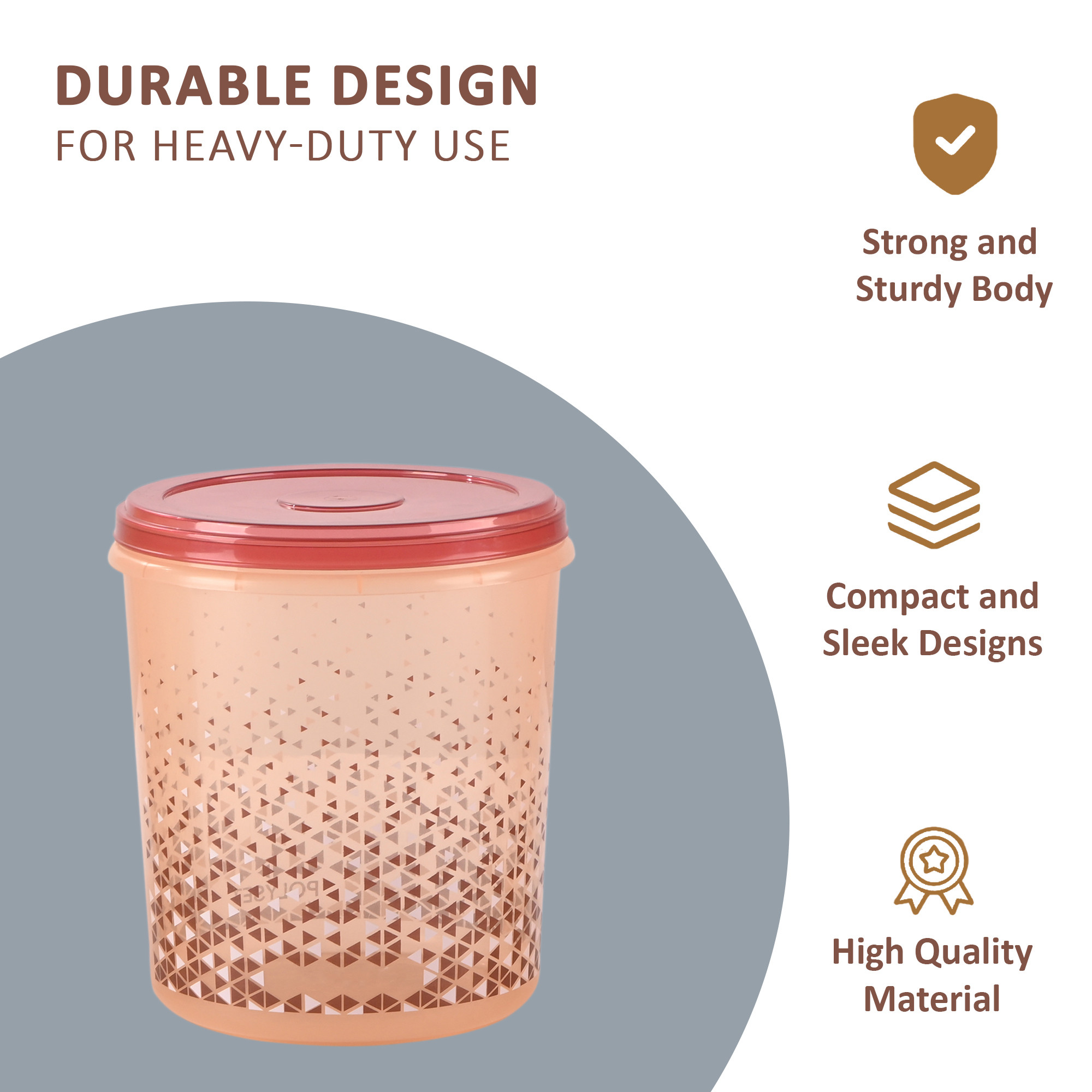 Kuber Industries Set of 3 Stackable Air Tight 57  10 Ltr Storage Container for Kitchen  Home  Multipurpose Plastic Boxes for Storage Dal Salad  Grocery  Triangular Print- Brown