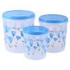 Set of 3 Stackable Air Tight 5,7 & 10 Ltr Storage Container for Kitchen & Home | Multipurpose Plastic Boxes for Storage Dal, Salad & Grocery | Tulip Print- Blue