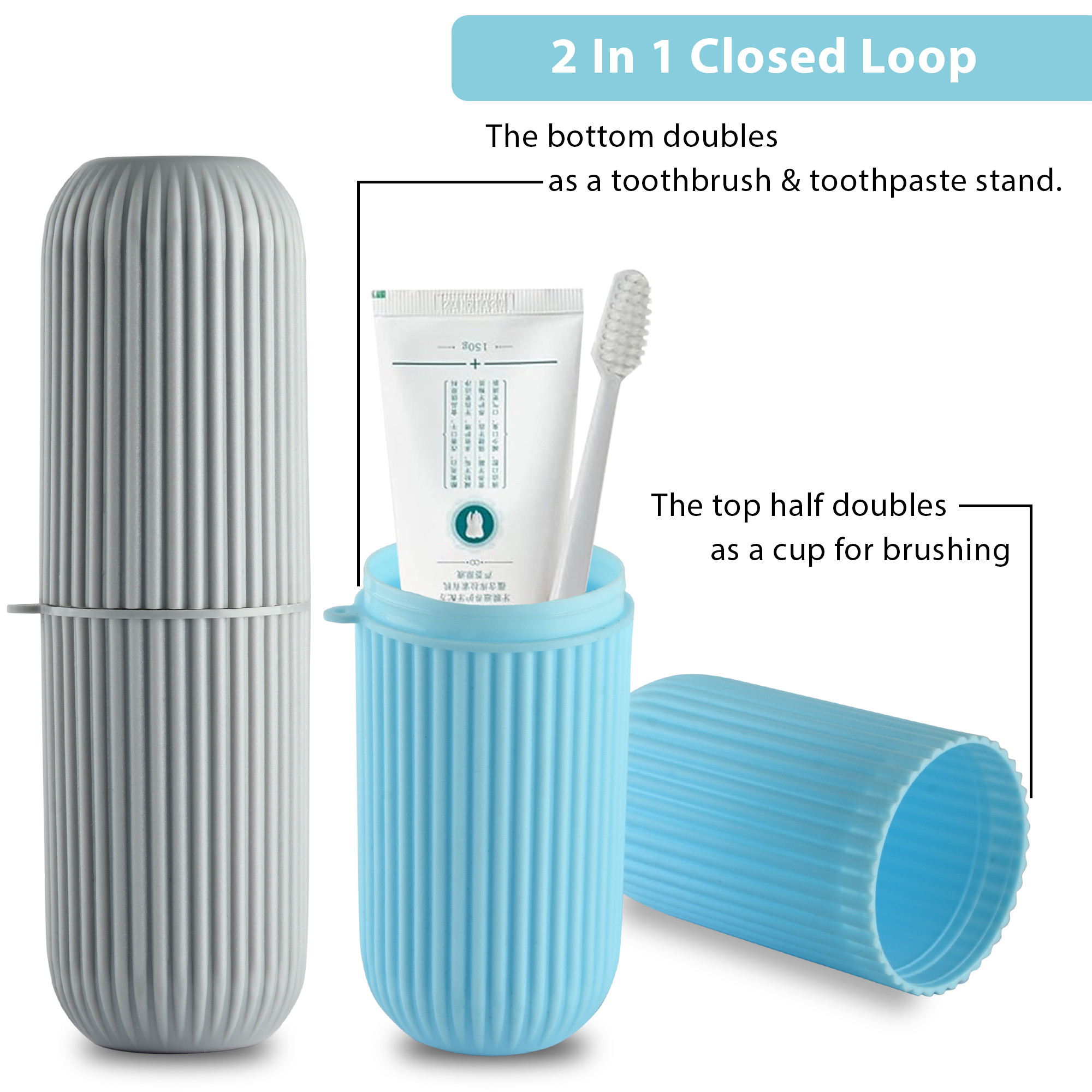 Kuber Industries Set of 3 Toothbrush Holder  Toothbrush Box  Capsule Shape Toothpaste Holder  Brush Holder for Travel  Plastic Brush Holder  Bathroom Toothbrush Kit  Multicolor