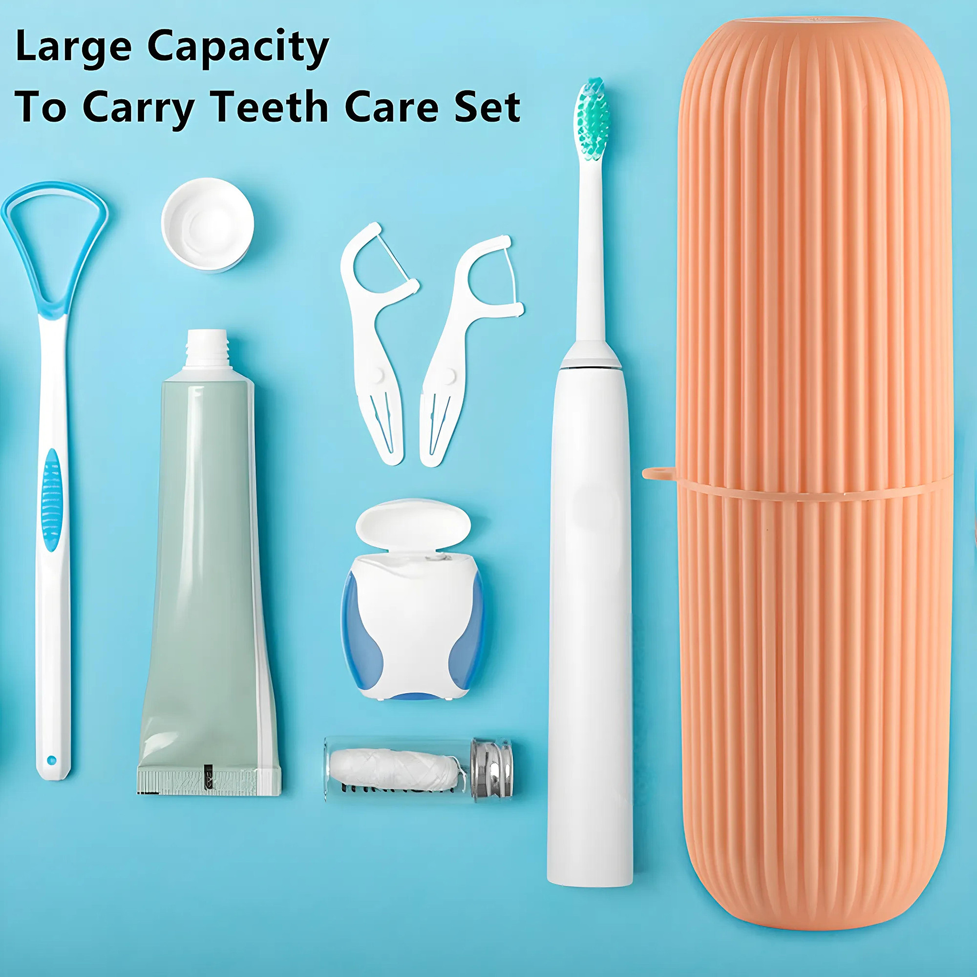 Kuber Industries Set of 3 Toothbrush Holder  Toothbrush Box  Capsule Shape Toothpaste Holder  Brush Holder for Travel  Plastic Brush Holder  Bathroom Toothbrush Kit  Multicolor