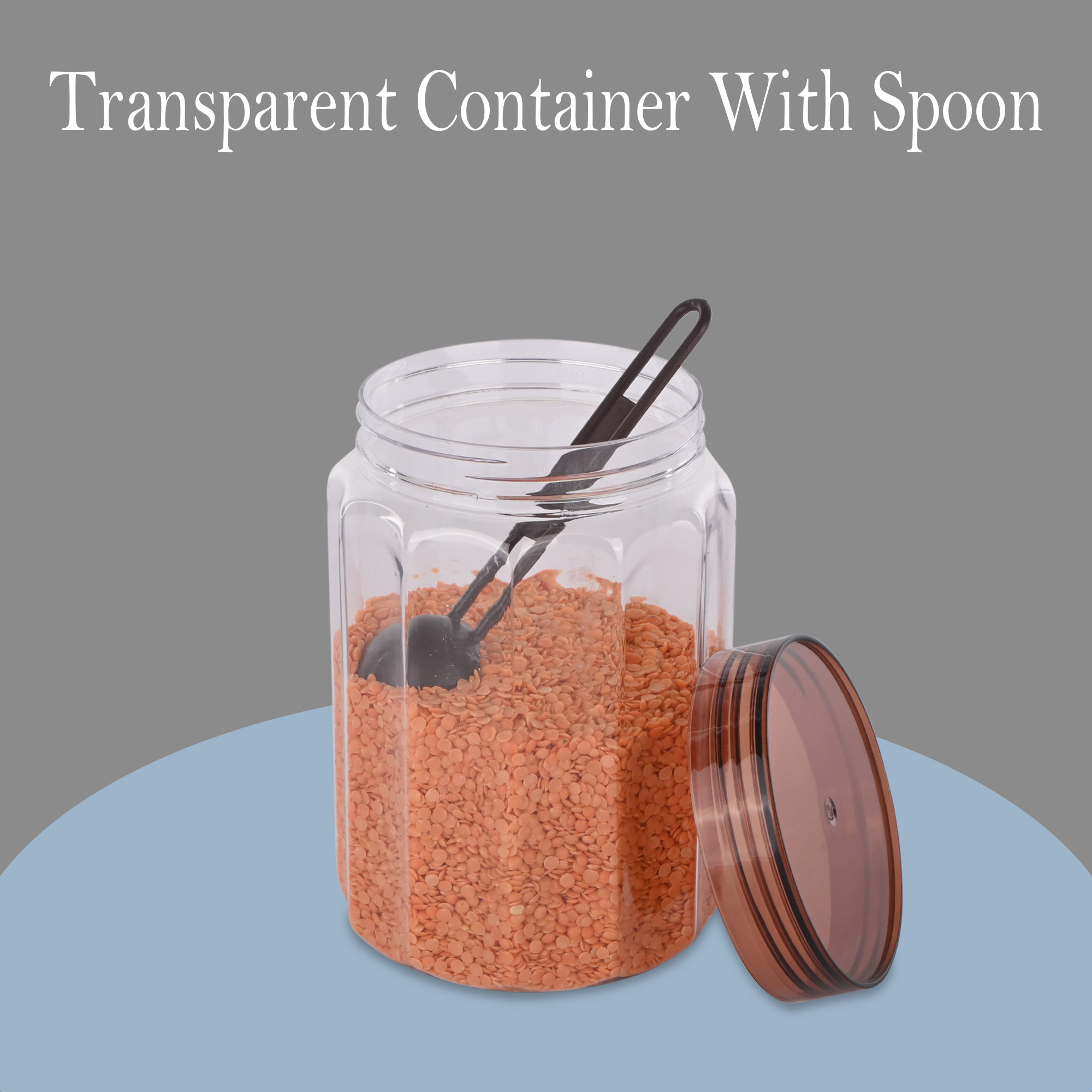 Kuber Industries Set of 3 Transparent 1500 ml Plastic Kitchen Storage Box with Spoons  Durable Storage Containers for Kitchen - Ideal for Snacks Spices  Dry Fruits  Brown Transparent