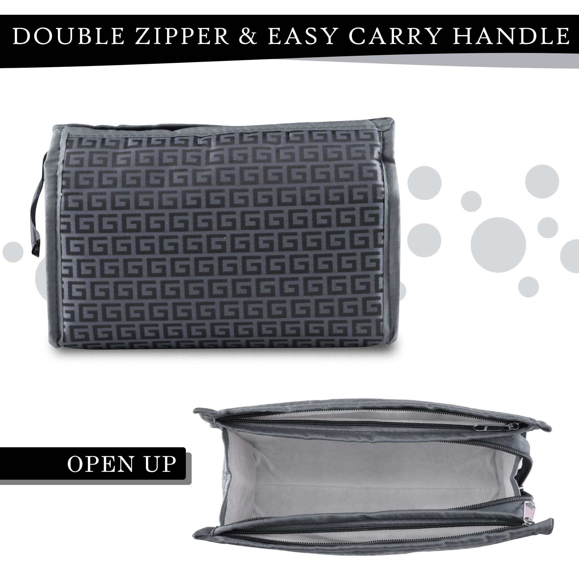 Kuber Industries Set of 3 Travel Storage Organizer  Cosmetic Storage Bag  Waterproof Toiletry Pouch  Adjustable Compartment Jewellery Kit  Self 3 Chain-Design  Gray
