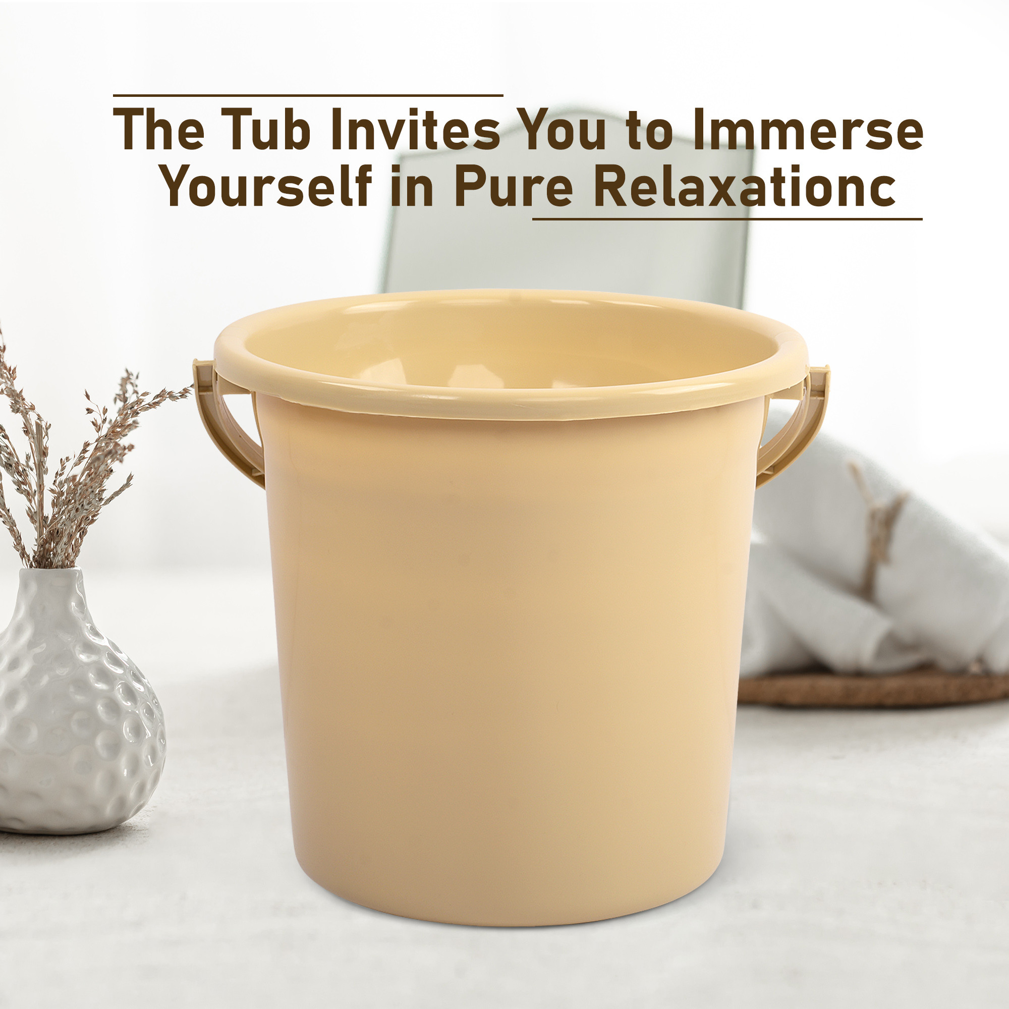 Kuber Industries Set of 4 Bathroom Combo Set  Bathing Set  Bathware Set  2 Piece Bucket  2 Piece Mug Combo Set for Bathroom  Modern Bathroom Accessories Set  Beige