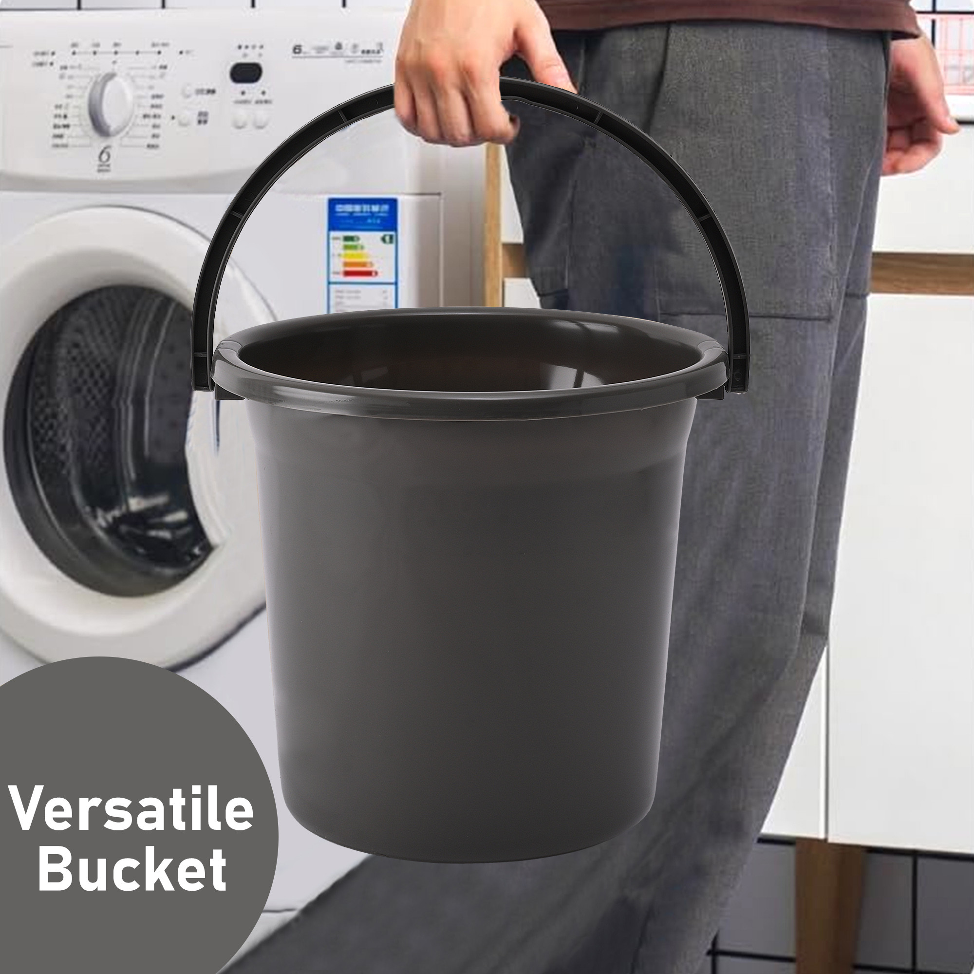 Kuber Industries Set of 4 Bathroom Combo Set  Bathing Set  Bathware Set  2 Piece Bucket  2 Piece Mug Combo Set for Bathroom  Modern Bathroom Accessories Set  Gray