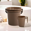Set of 4 Bathroom Combo Set | Bathing Set | Bathware Set | 2 Piece Bucket & 2 Piece Mug Combo Set for Bathroom | Modern Bathroom Accessories Set | Brown
