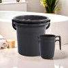 Set of 4 Bathroom Combo Set | Bathing Set | Bathware Set | 2 Piece Bucket & 2 Piece Mug Combo Set for Bathroom | Modern Bathroom Accessories Set | Gray