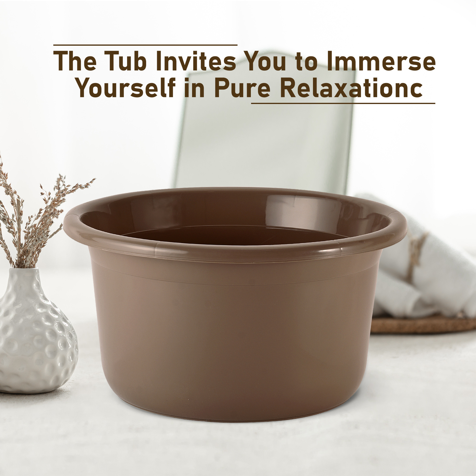 Kuber Industries Set of 4 Bathroom Combo Set  Bathing Set  Bathware Set  Tub-Bucket-Mug  Stool Combo Set for Bathroom  Modern Bathroom Accessories Set  Brown