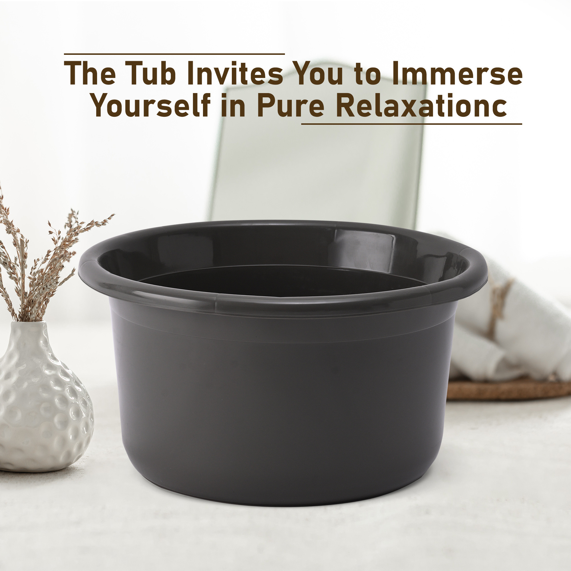 Kuber Industries Set of 4 Bathroom Combo Set  Bathing Set  Bathware Set  Tub-Bucket-Mug  Stool Combo Set for Bathroom  Modern Bathroom Accessories Set  Gray