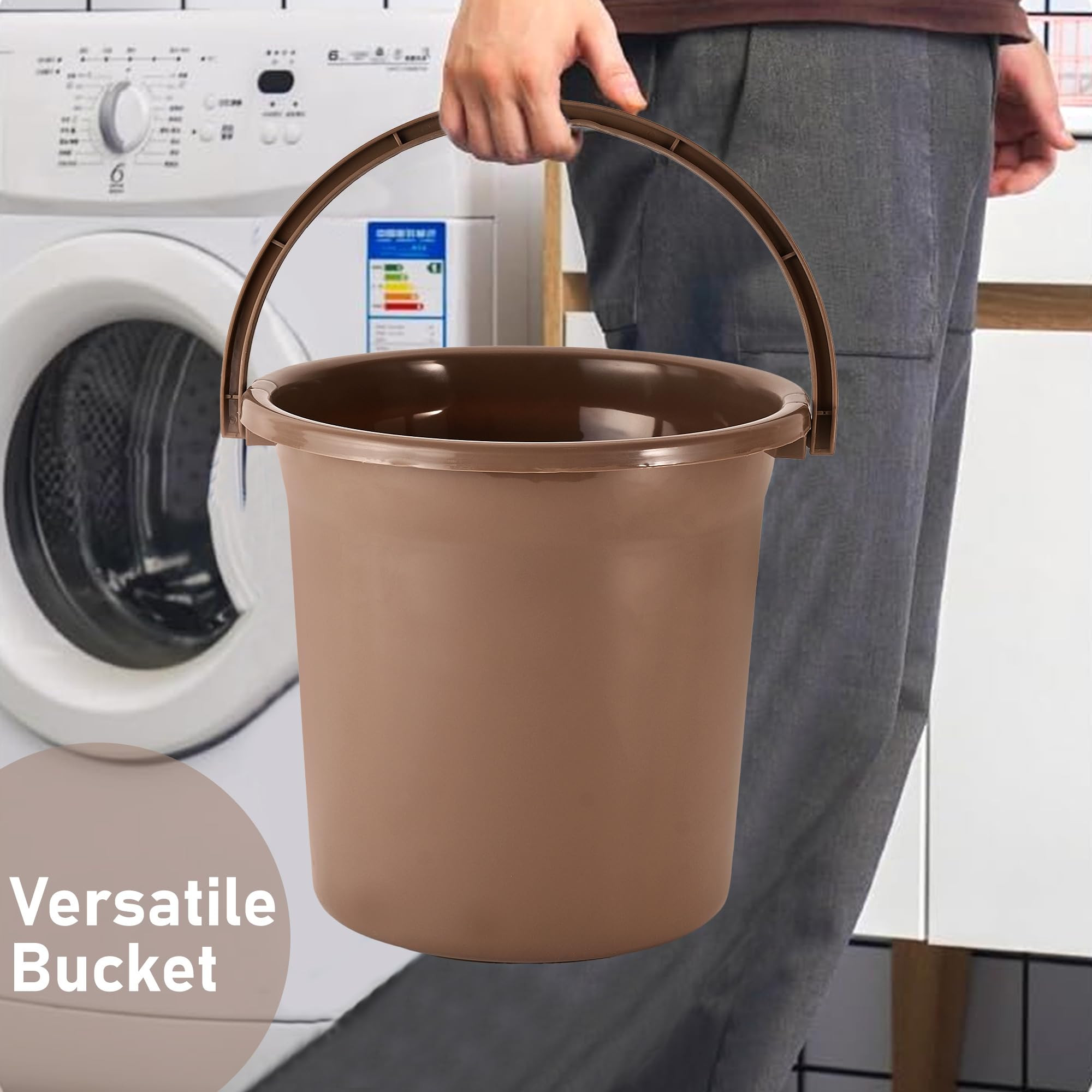 Kuber Industries Set of 4 Bathroom Combo Set  Bathing Set  Bathware Set  Tub-Bucket-Mug  Stool Combo Set for Bathroom  Modern Bathroom Accessories Set  Brown