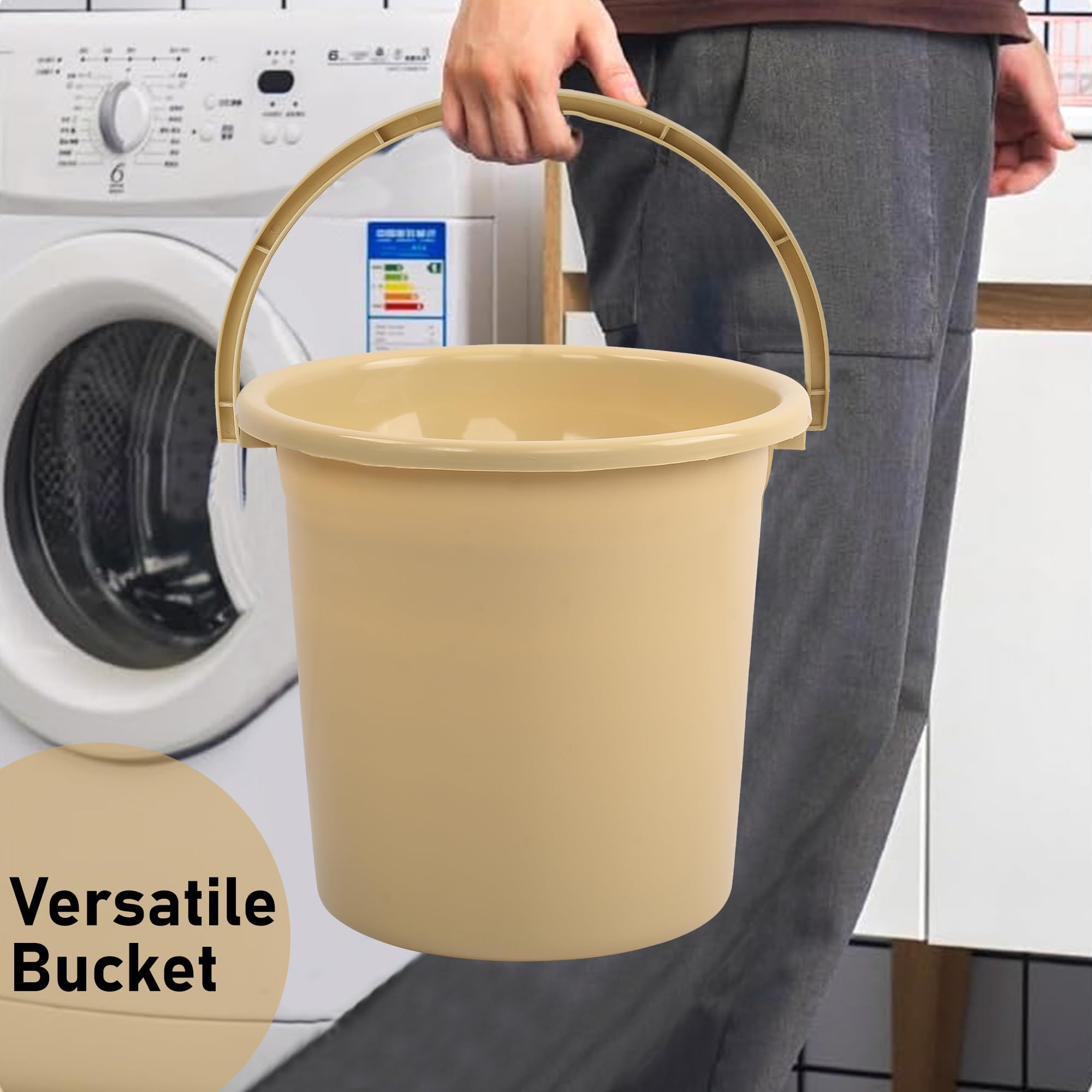 Kuber Industries Set of 4 Bathroom Combo Set  Bathing Set  Bathware Set  Tub-Bucket-Mug  Stool Combo Set for Bathroom  Modern Bathroom Accessories Set  Beige