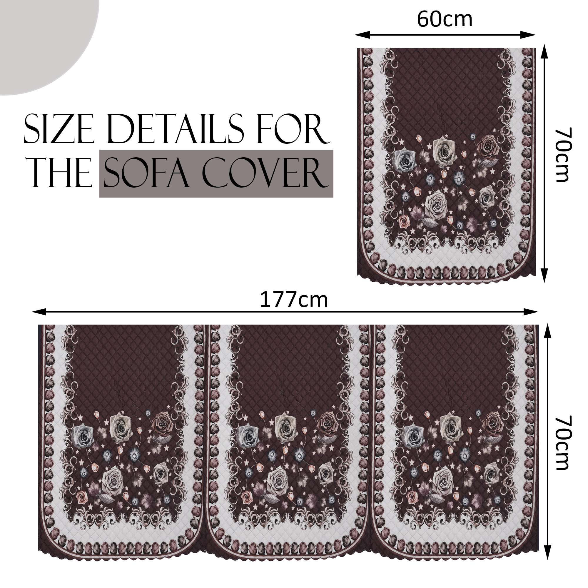 Kuber Industries Set of 4 Durable 2 Seater Sofa Covers for Living Room  Easy Machine Washable Sofe ke cover for Protection  Comfort for Home Furniture  Gulab - White Brown