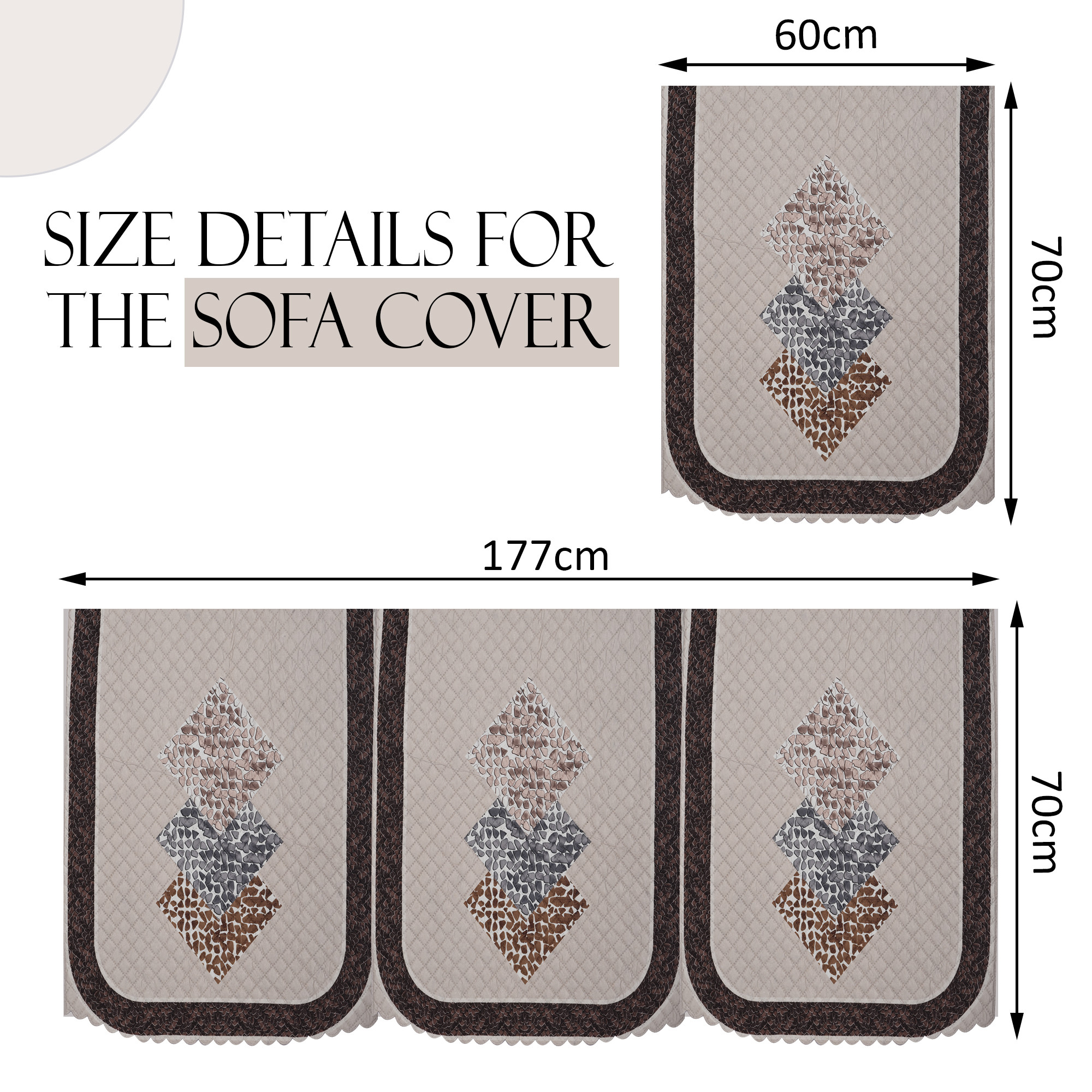 Kuber Industries Set of 4 Durable 2 Seater Sofa Covers for Living Room  Sofe ke cover for Protection  Comfort for Home Furniture  Stone Ultra Sonic BMW - Cream Brown