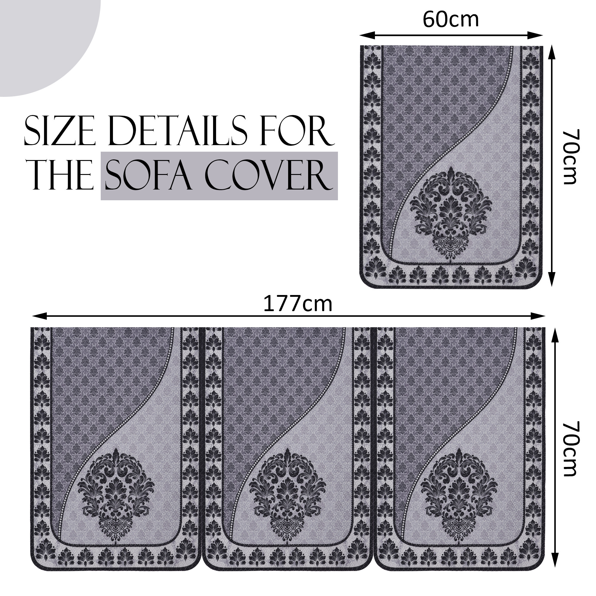 Kuber Industries Set of 4 Net Durable 2 Seater Sofa Covers for Living Room  Easy Machine Washable Sofe ke cover for Protection  Comfort for Home  Floral Print - Black  Grey