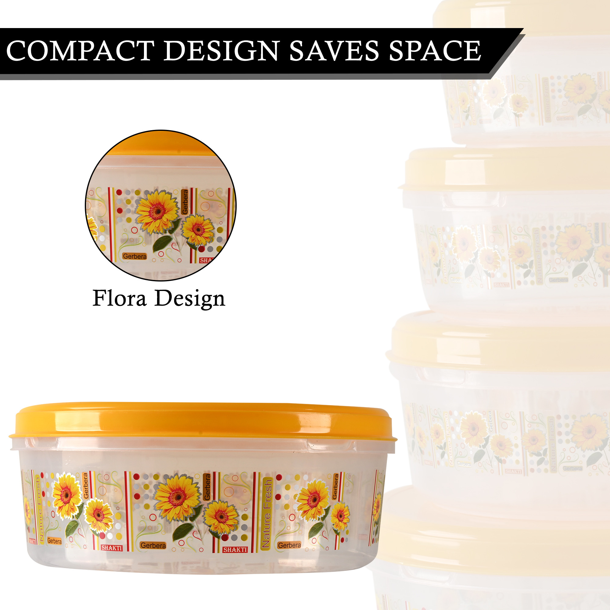 Kuber Industries Set of 4 Storage Containers  Kitchen Containers  Each 1 Pcs 1000-2000-3000-4000 ML  Multipurpose Food Storage Containers for Dry Fruits Rice Dal  Cereals  Papad Box  Yellow