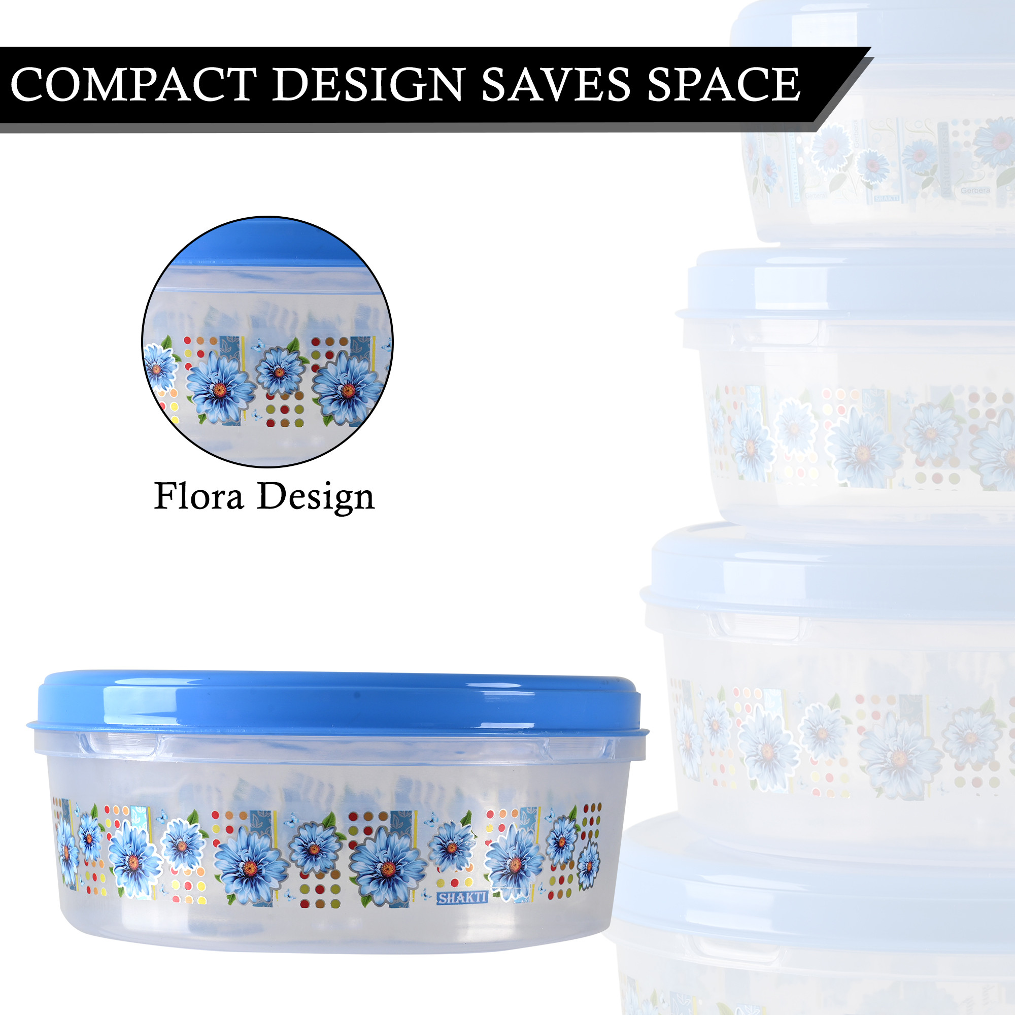 Kuber Industries Set of 4 Storage Containers  Kitchen Containers  Each 1 Pcs 1000-2000-3000-4000 ML  Multipurpose Food Storage Containers for Dry Fruits Rice Dal  Cereals  Papad Box  Blue