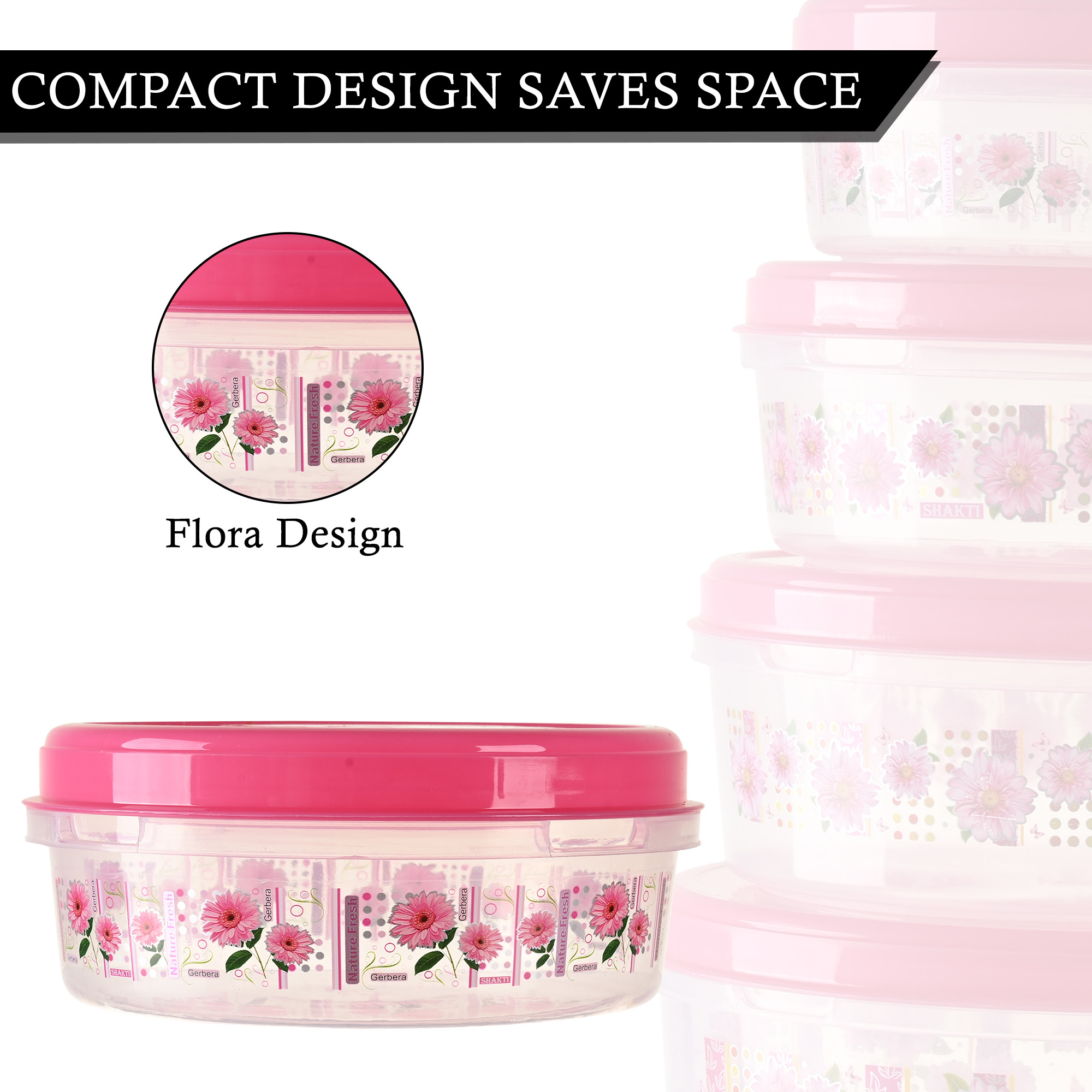 Kuber Industries Set of 4 Storage Containers  Kitchen Containers  Each 1 Pcs 1000-2000-3000-4000 ML  Multipurpose Food Storage Containers for Dry Fruits Rice Dal  Cereals  Papad Box  Pink