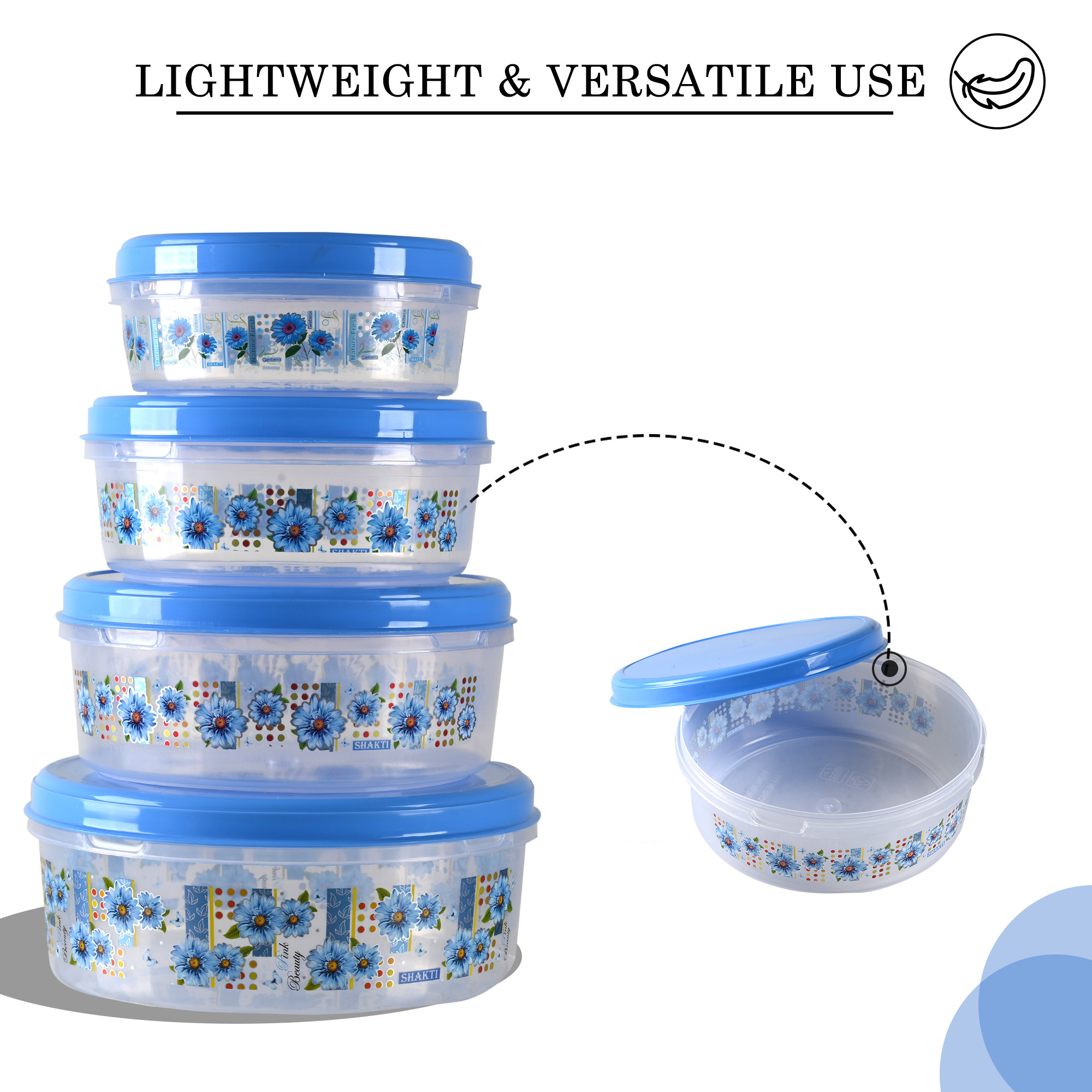 Kuber Industries Set of 4 Storage Containers  Kitchen Containers  Each 1 Pcs 1000-2000-3000-4000 ML  Multipurpose Food Storage Containers for Dry Fruits Rice Dal  Cereals  Papad Box  Blue