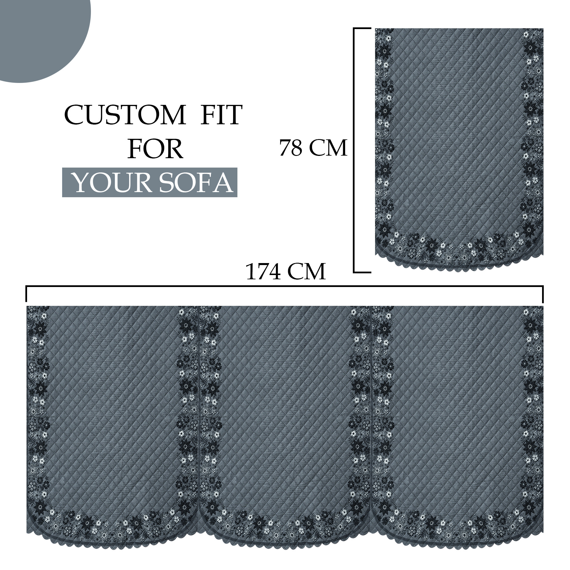 Kuber Industries Set of 4 Stylish  Durable Cotton Sofa Covers 2 Seater  Aesthetic Sofa ProtectorMat  Slipcover for Hall Living Room  Office  Borders Painting- Grey