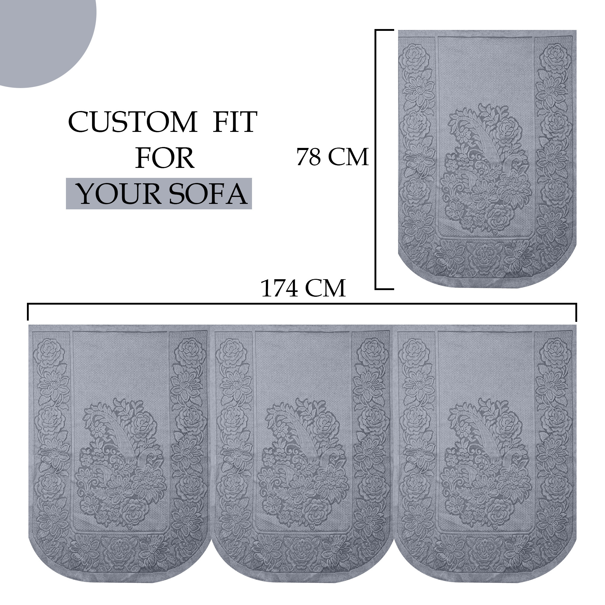 Kuber Industries Set of 4 Stylish  Durable Cotton Sofa Covers 2 Seater  Aesthetic Sofa ProtectorMat  Slipcover for Hall Living Room  Office  Sunshine - Grey