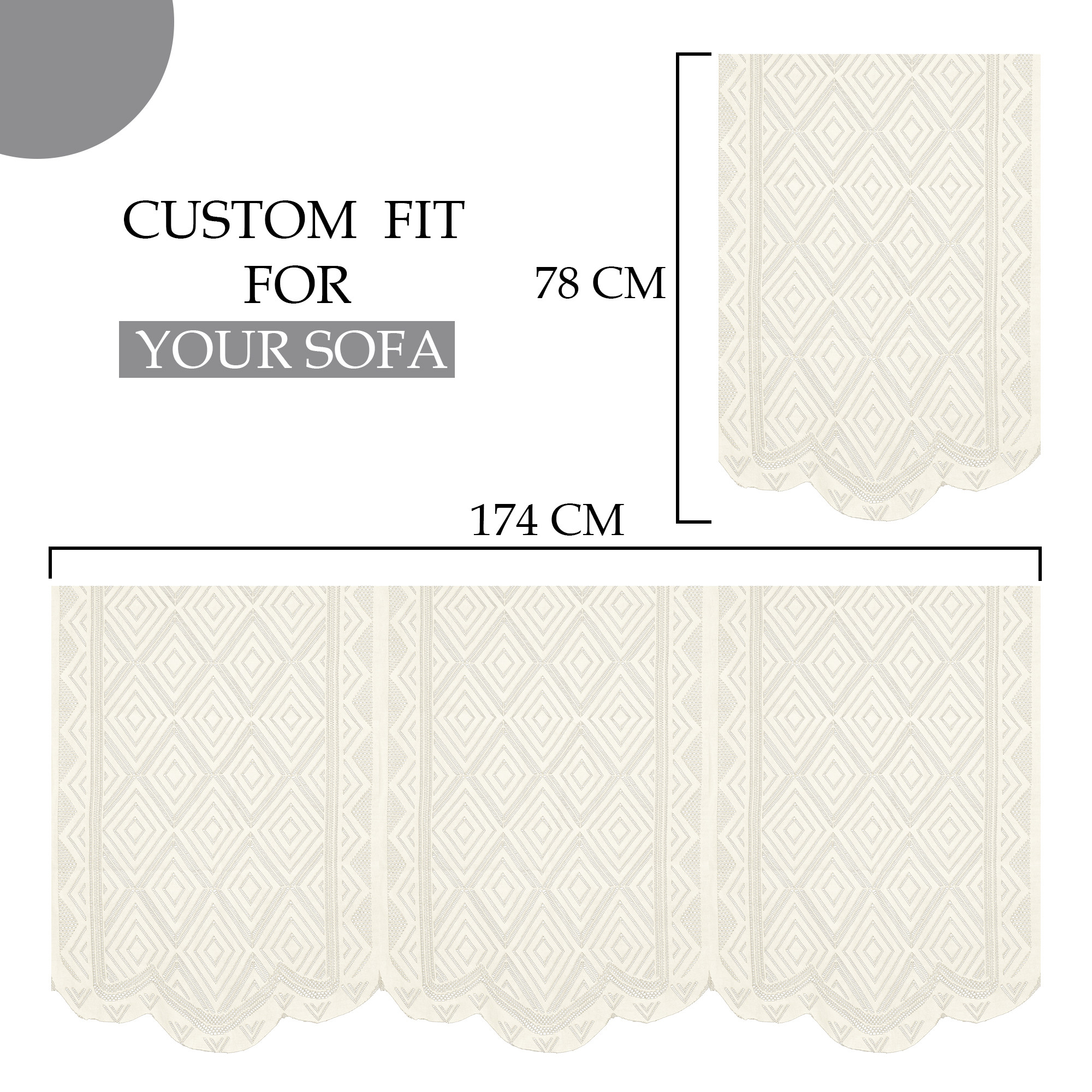 Kuber Industries Set of 4 Stylish  Durable Cotton Sofa Covers 2 Seater  Washable Sofa ProtectorMat  Slipcover for Hall Living Room  Office  Square - Cream