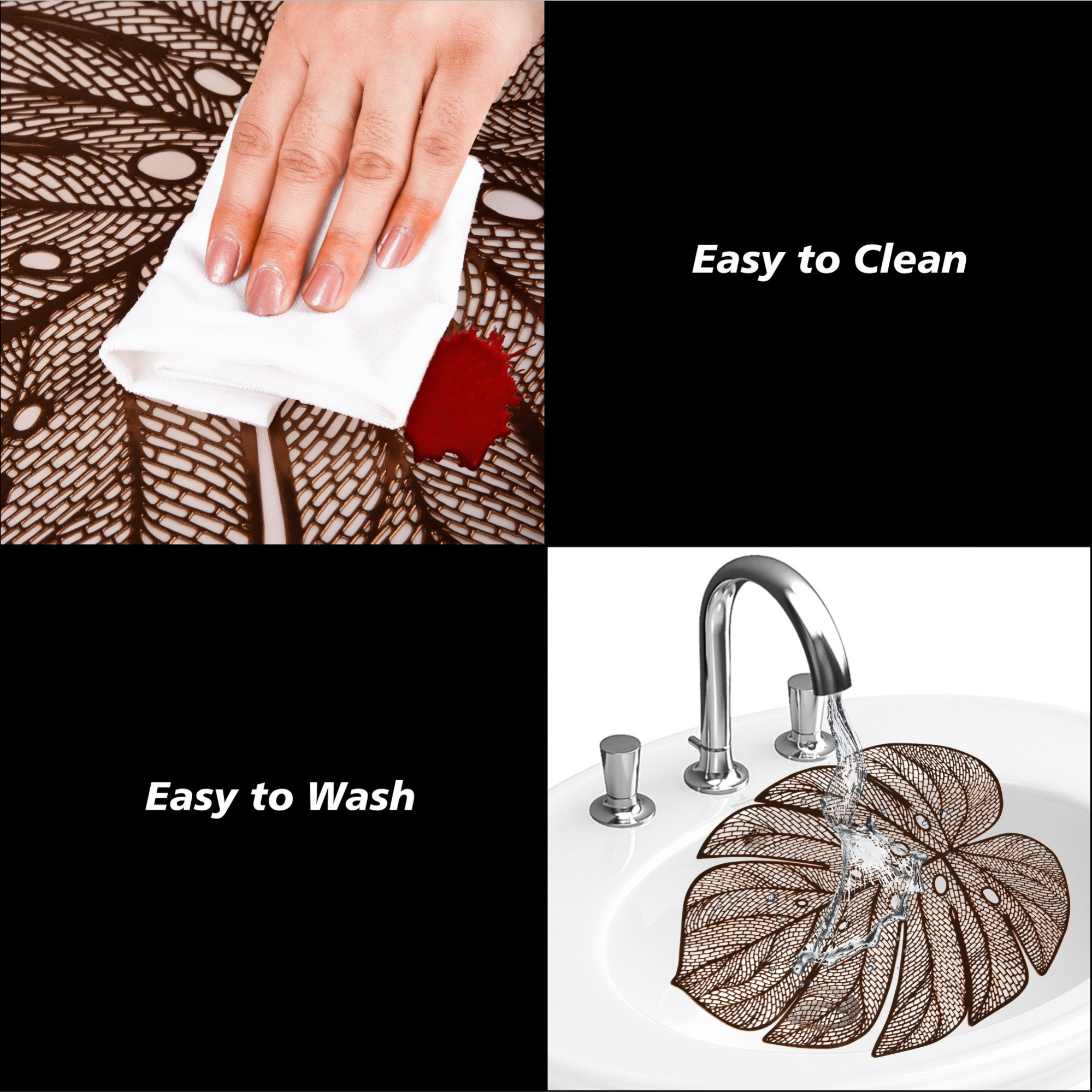 Kuber Industries Set of 4 Table Mats  Square Placemat for Dining Table  Placemats for Cakes  Desserts  Leather Kitchen Placemat  Tableware Dcor  Big Patta  Copper