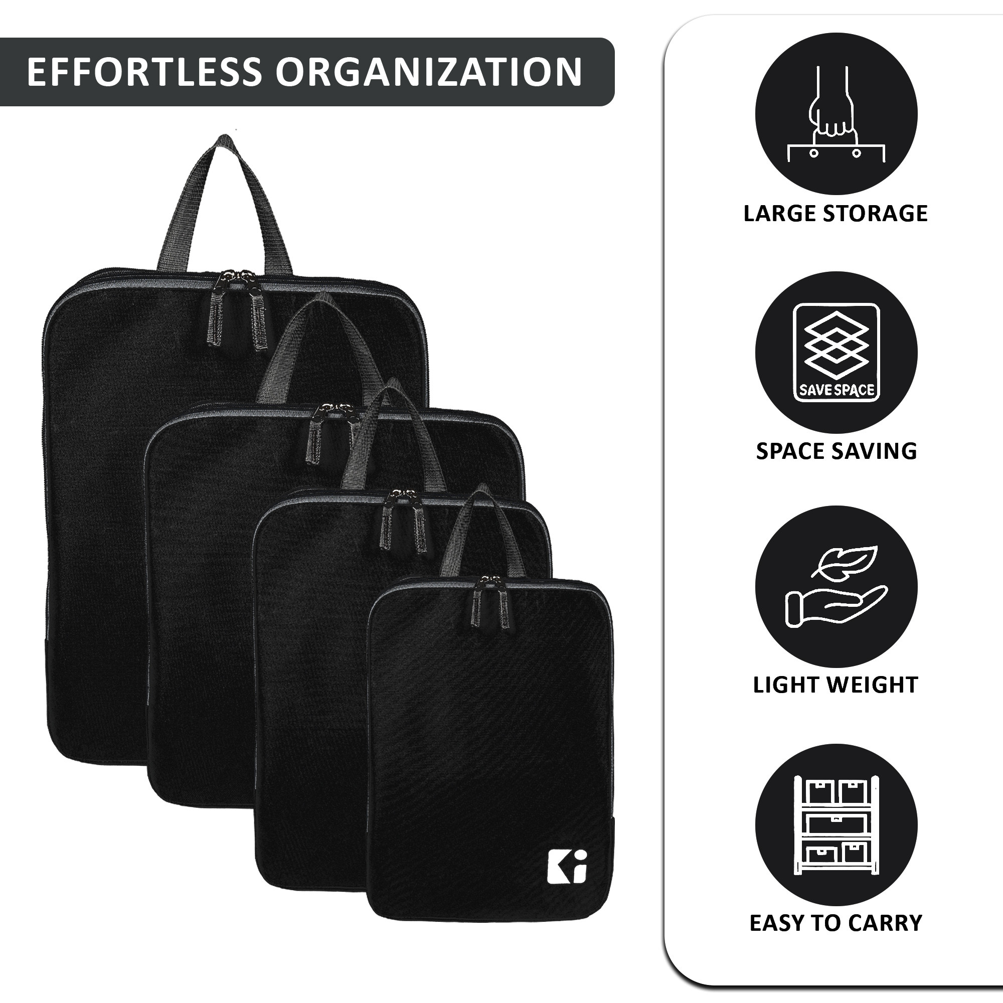 Kuber Industries Set of 4 Waterproof Travel Kit for Toiletries with Handles  Cosmetics Pouch Bathroom Toiletries Bag  Vanity Storage Organiser for Men  Women  Plain-Charcoal Black