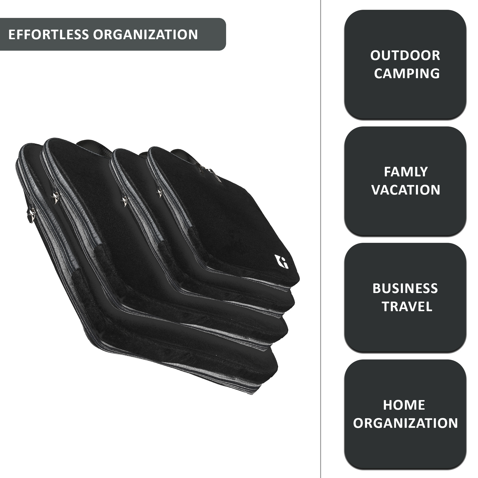 Kuber Industries Set of 4 Waterproof Travel Kit for Toiletries with Handles  Cosmetics Pouch Bathroom Toiletries Bag  Vanity Storage Organiser for Men  Women  Plain-Charcoal Black