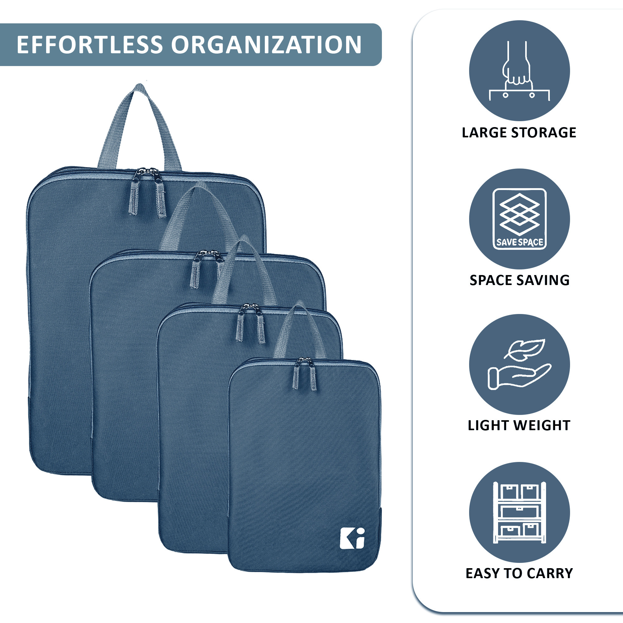 Kuber Industries Set of 4 Waterproof Travel Kit for Toiletries with Handles  Cosmetics Pouch Bathroom Toiletries Bag  Vanity Storage Organiser for Men  Women  Plain Navy Blue