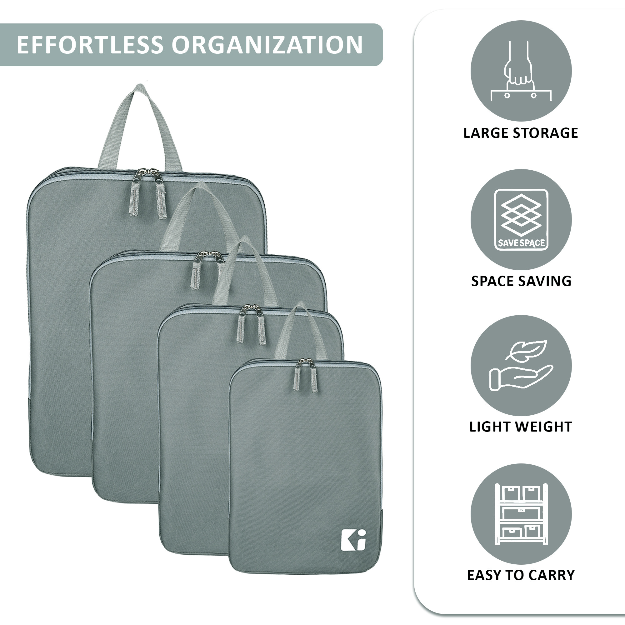 Kuber Industries Set of 4 Waterproof Travel Kit for Toiletries with Handles  Cosmetics Pouch Bathroom Toiletries Bag  Vanity Storage Organiser for Men  Women  Plain - Ash Grey