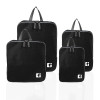 Set of 4 Waterproof Travel Kit for Toiletries with Handles | Cosmetics Pouch, Bathroom Toiletries Bag & Vanity Storage Organiser for Men & Women | Plain-Charcoal Black