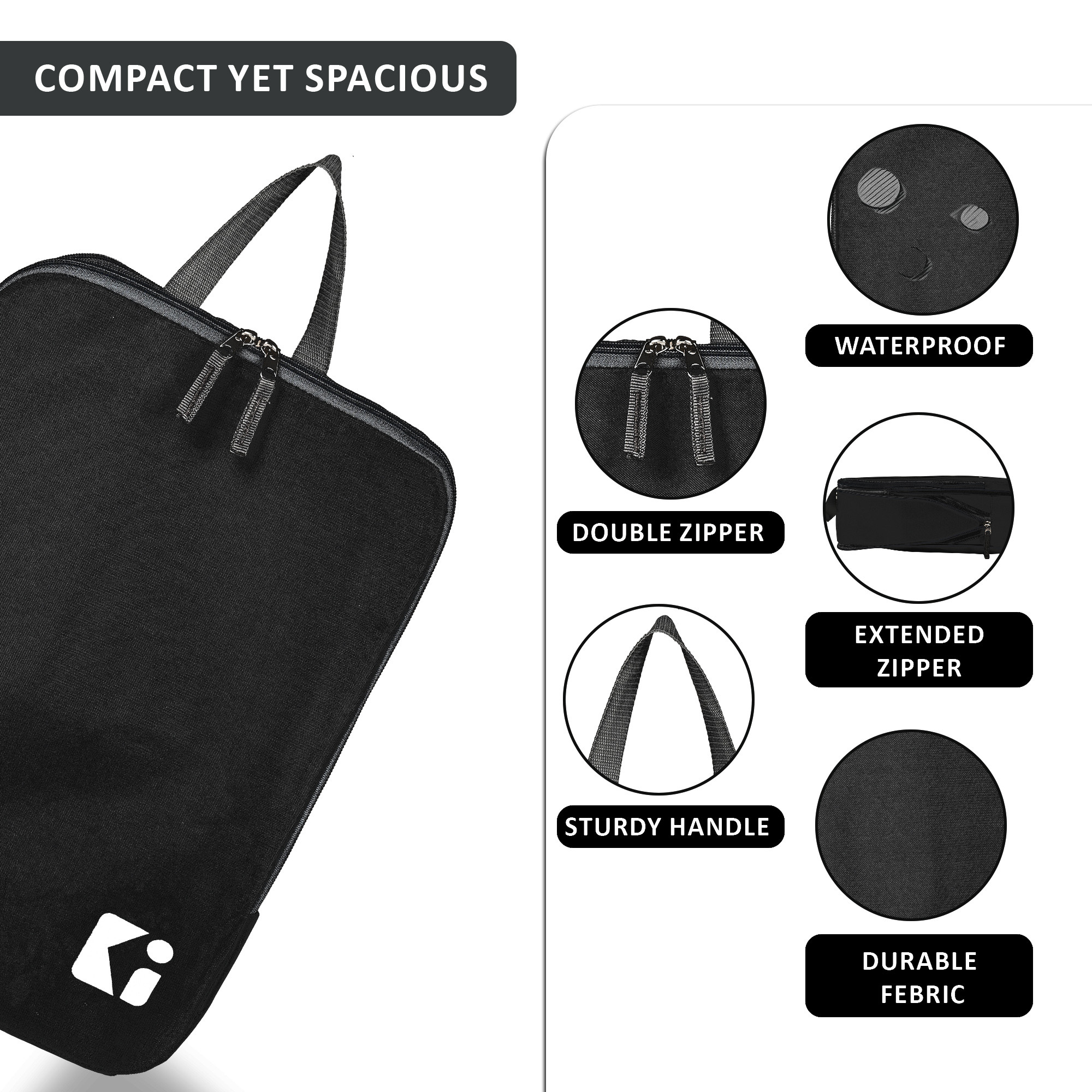 Kuber Industries Set of 4 Waterproof Travel Kit for Toiletries with Handles  Cosmetics Pouch Bathroom Toiletries Bag  Vanity Storage Organiser for Men  Women  Plain-Charcoal Black