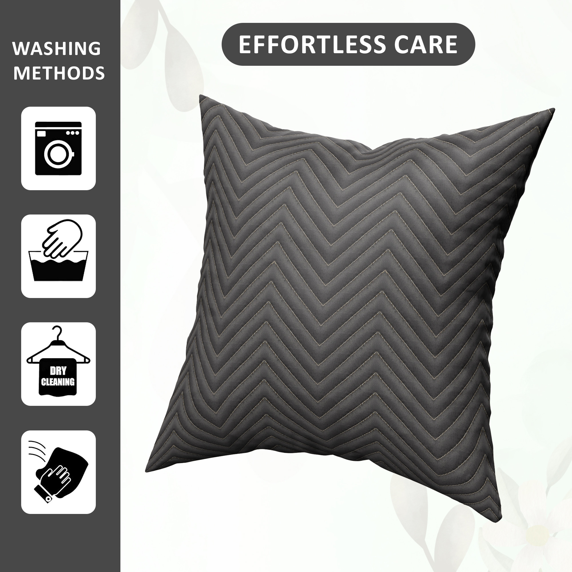 Kuber Industries Set of 5 16x16 Inches Washable  Removable Sofa Pillow Cover with Zip for Living Room  Aesthetic Sofa Cushion Covers for Bedroom  Zig Zag Embroidery - Grey