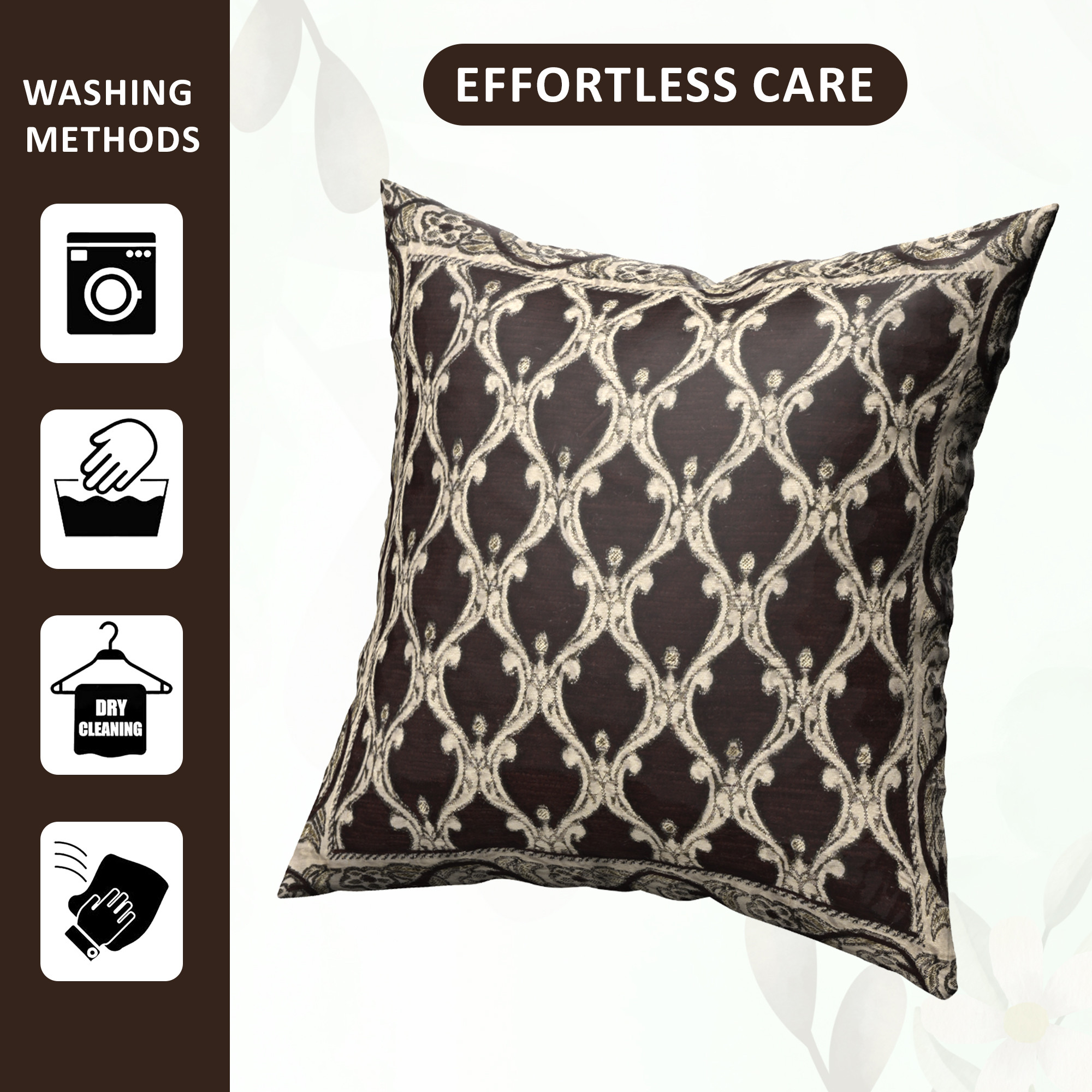 Kuber Industries Set of 5 16x16 Inches Washable  Removable Sofa Pillow Cover with Zip for Living Room  Aesthetic Sofa Cushion Covers for Bedroom  Jali Print - Brown  Golden