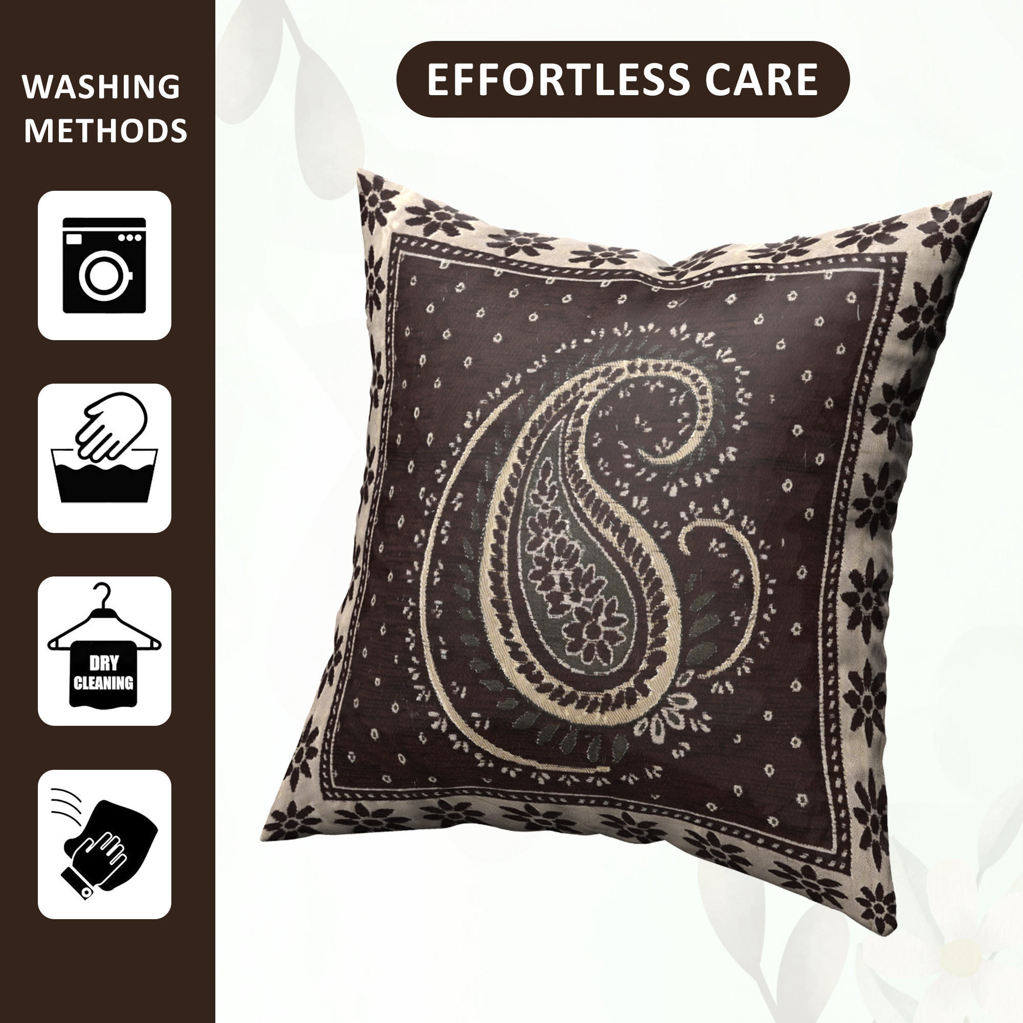 Kuber Industries Set of 5 16x16 Inches Washable  Removable Sofa Pillow Cover with Zip for Living Room  Aesthetic Sofa Cushion Covers for Bedroom  Carry Print - Brown  Golden