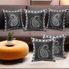 Set of 5 16x16 Inches Washable &amp; Removable Sofa Pillow Cover with Zip for Living Room | Aesthetic Sofa Cushion Covers for Bedroom | Carry Print - Black &amp; Silver