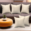 Set of 5 16x16 Inches Washable &amp; Removable Sofa Pillow Cover with Zip for Living Room | Aesthetic Sofa Cushion Covers for Bedroom | Zig Zag Embroidery - Cream