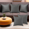 Set of 5 16x16 Inches Washable &amp; Removable Sofa Pillow Cover with Zip for Living Room | Aesthetic Sofa Cushion Covers for Bedroom | Zig Zag Embroidery - Grey